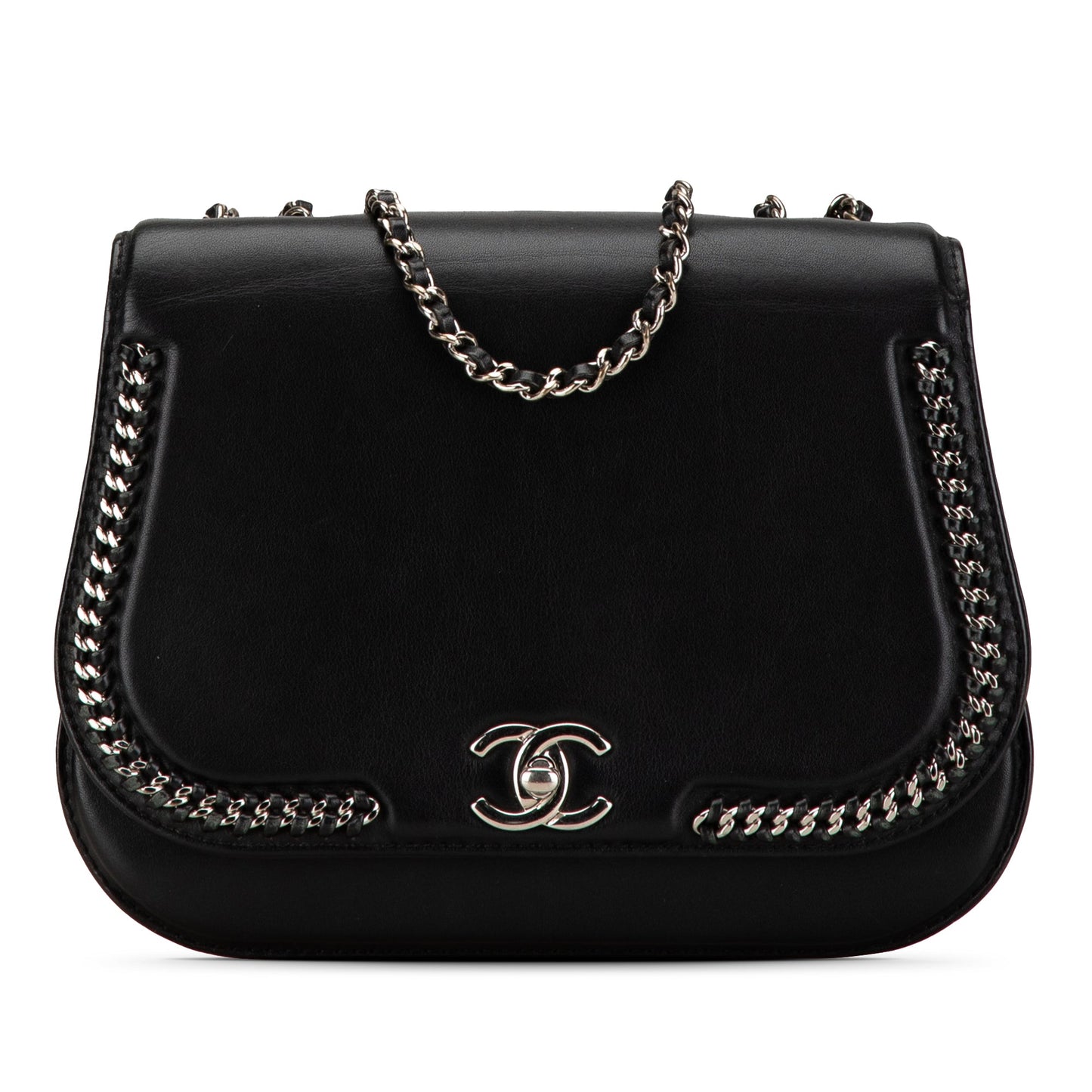 Black Chanel Small Calfskin Braided Chic Flap Shoulder Bag