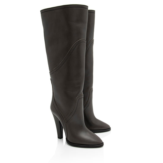 Saint Laurent Aragona Leather Kensington Knee High Boots - Size 7.5 / 37.5 hrNJAG