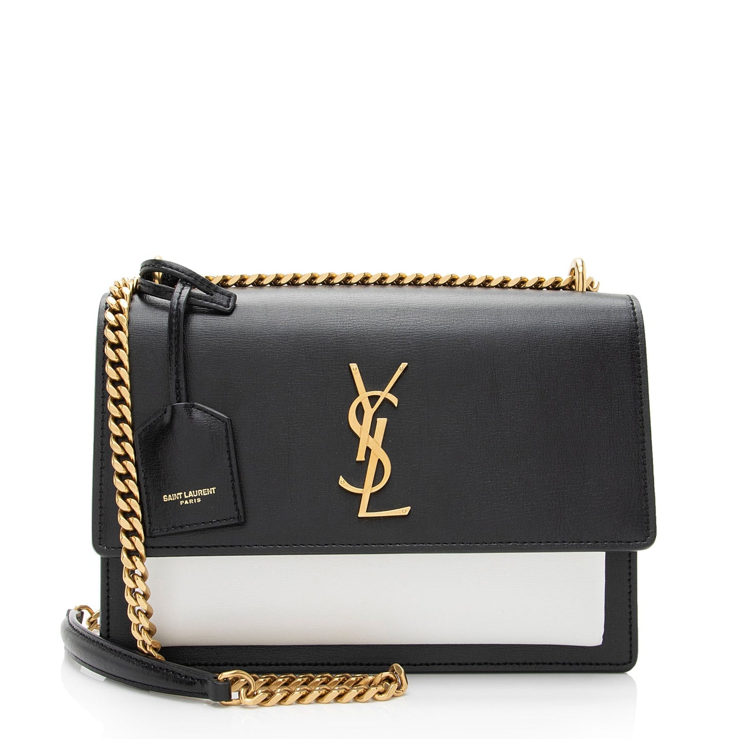 Saint Laurent Bi-Color Grained Calfskin Monogram Sunset Medium Shoulder Bag 1CzWjR