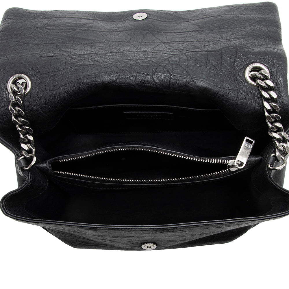 Saint Laurent Calfskin Croc Embossed West Hollywood Flap Bag 17898