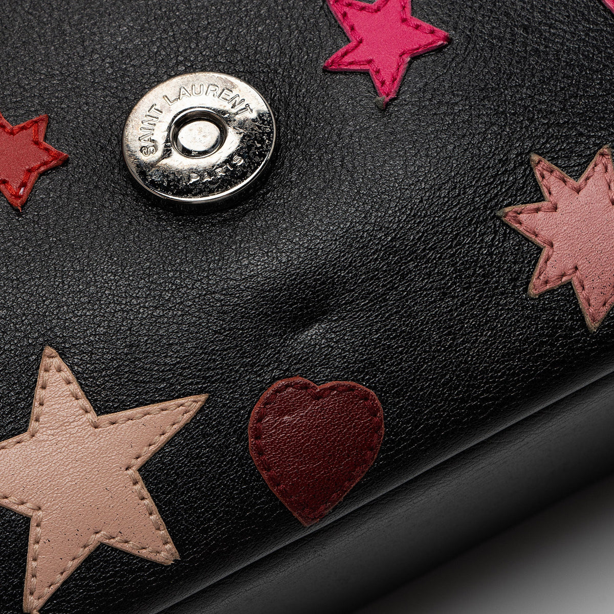 Saint Laurent Calfskin Heart Patchwork Monogram Chain Wallet jEB9si