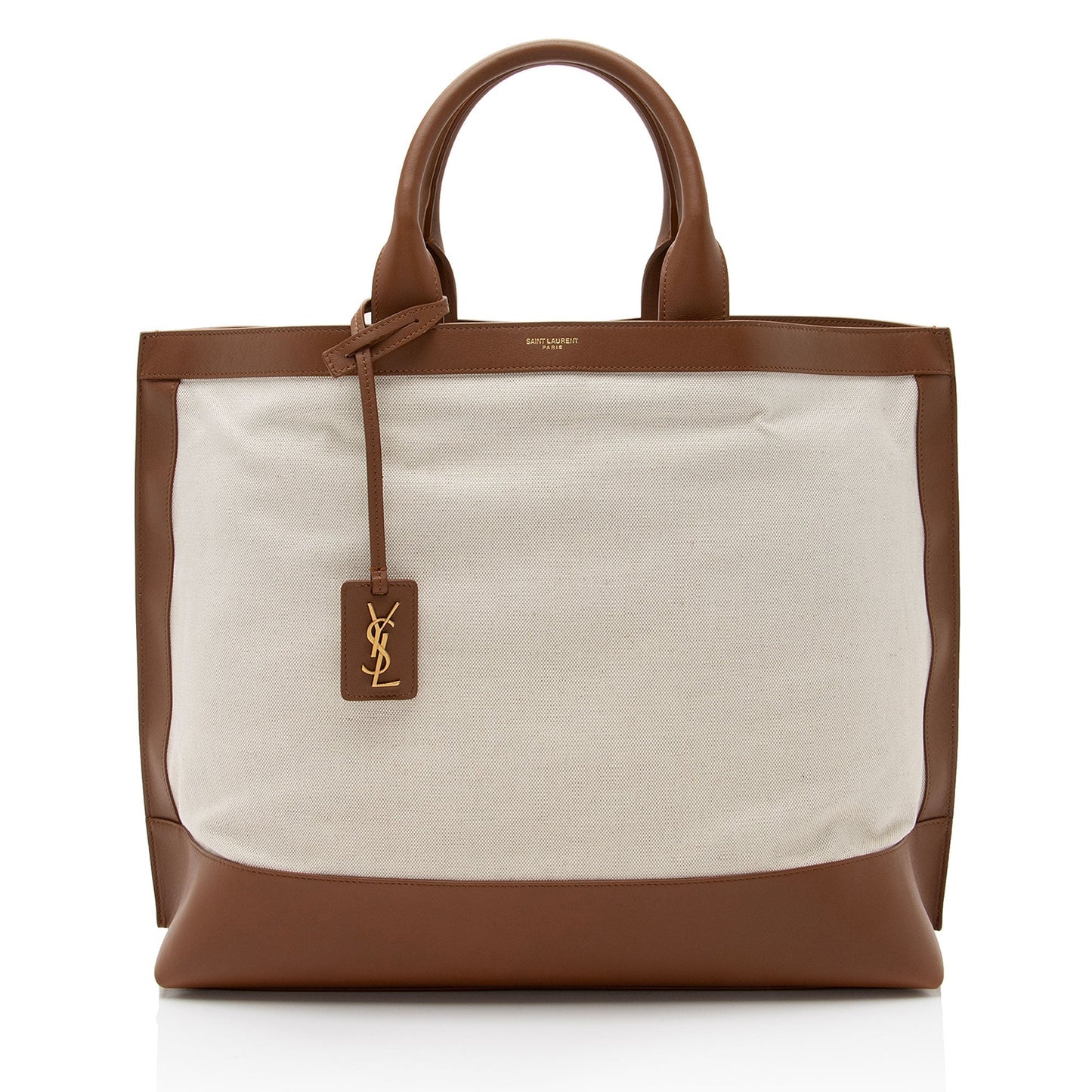 Saint Laurent Linen Calfskin Cabas Tote hnokNy
