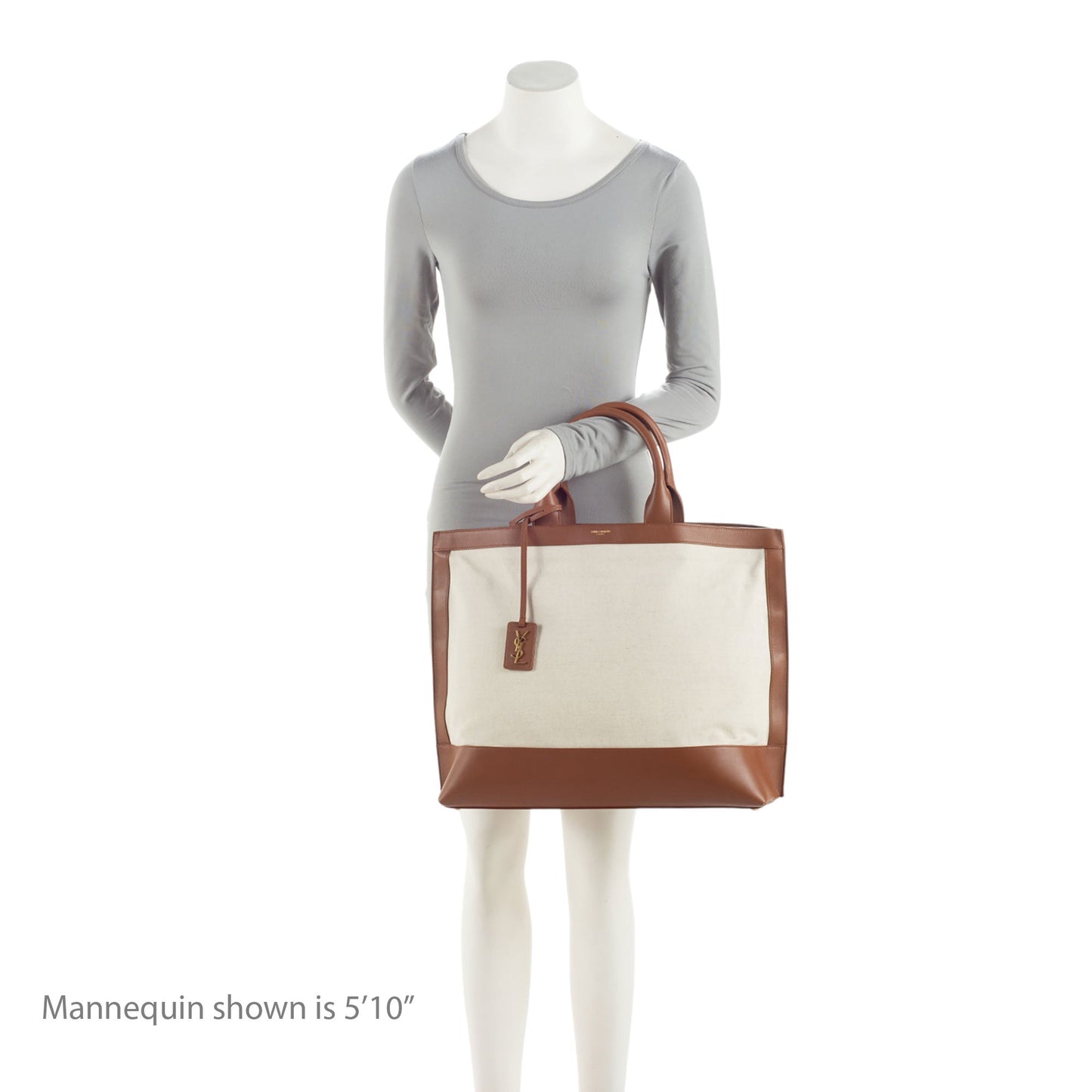 Saint Laurent Linen Calfskin Cabas Tote hnokNy