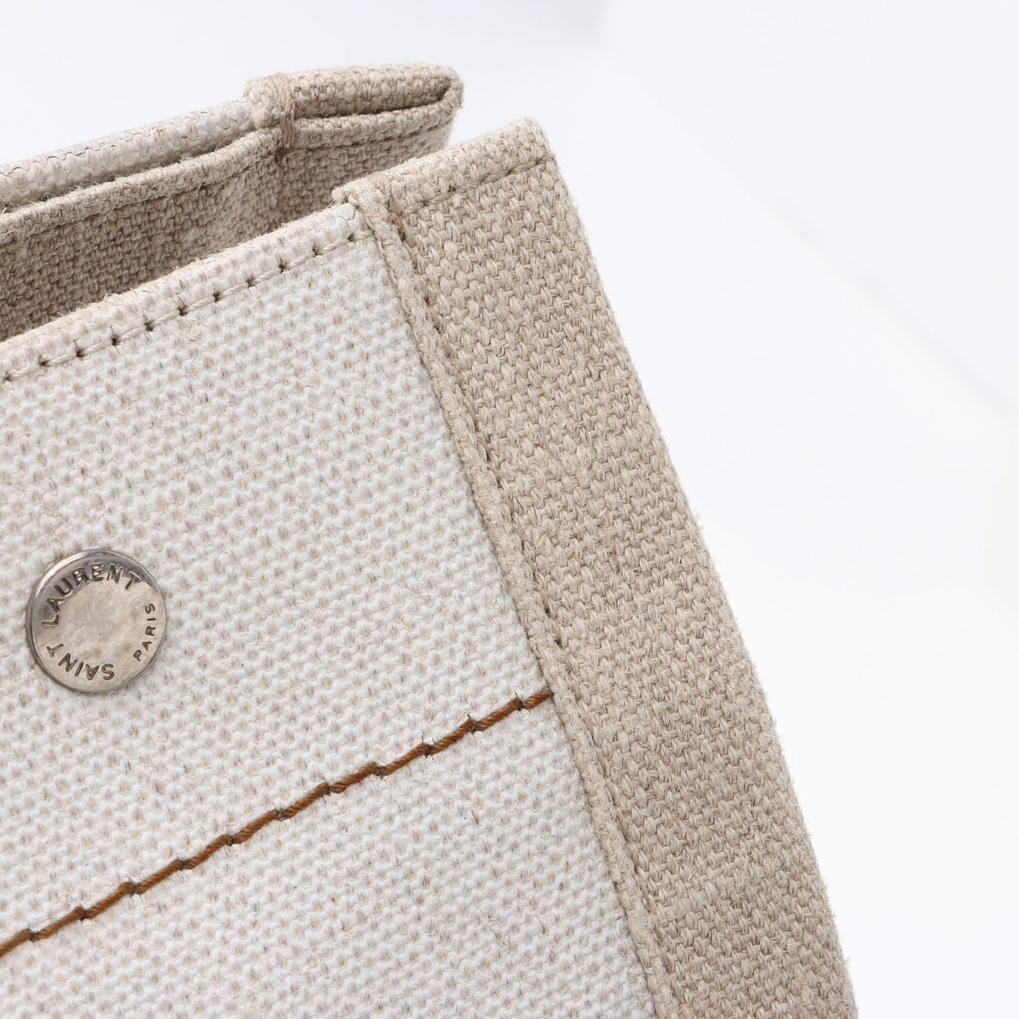 Saint Laurent Canvas Calfskin Rive Gauche Large Tote Ti5Jyi