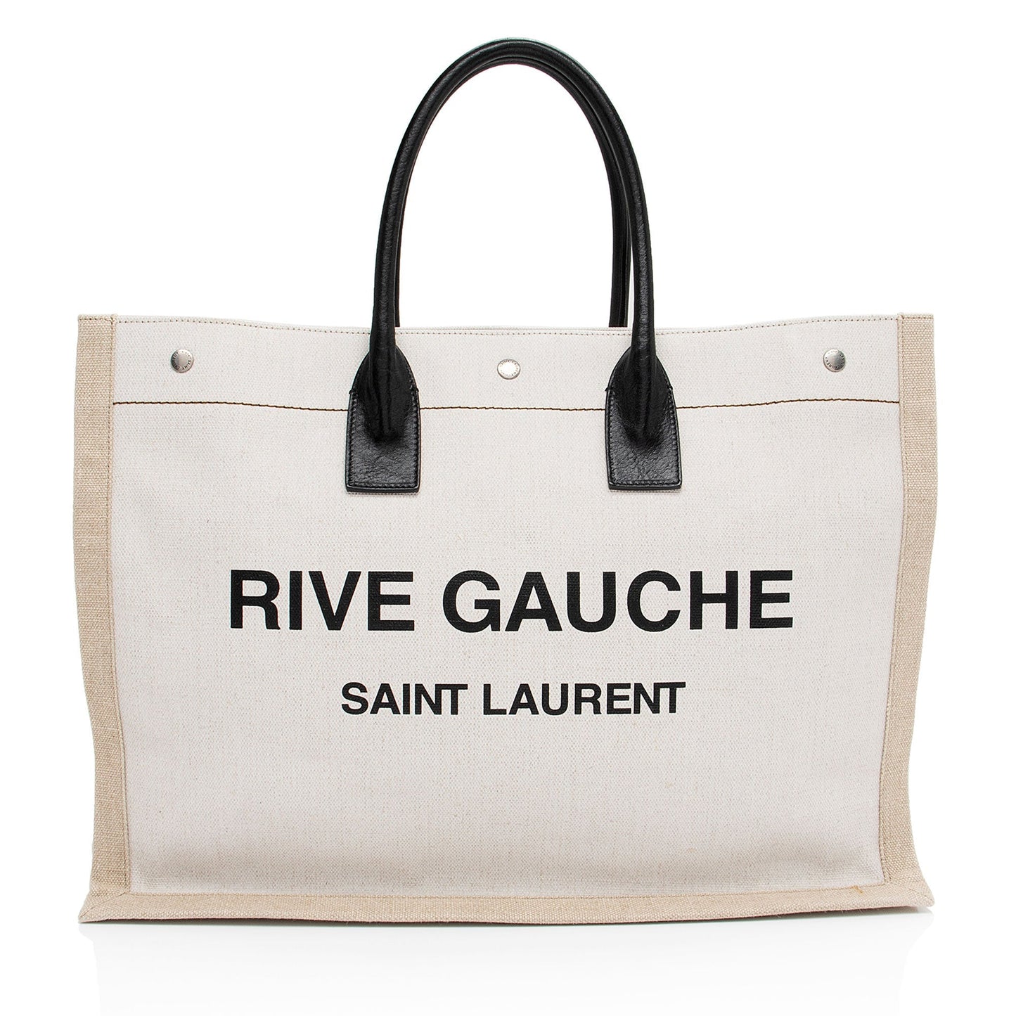 Saint Laurent Canvas Calfskin Rive Gauche Large Tote 3A04Tk