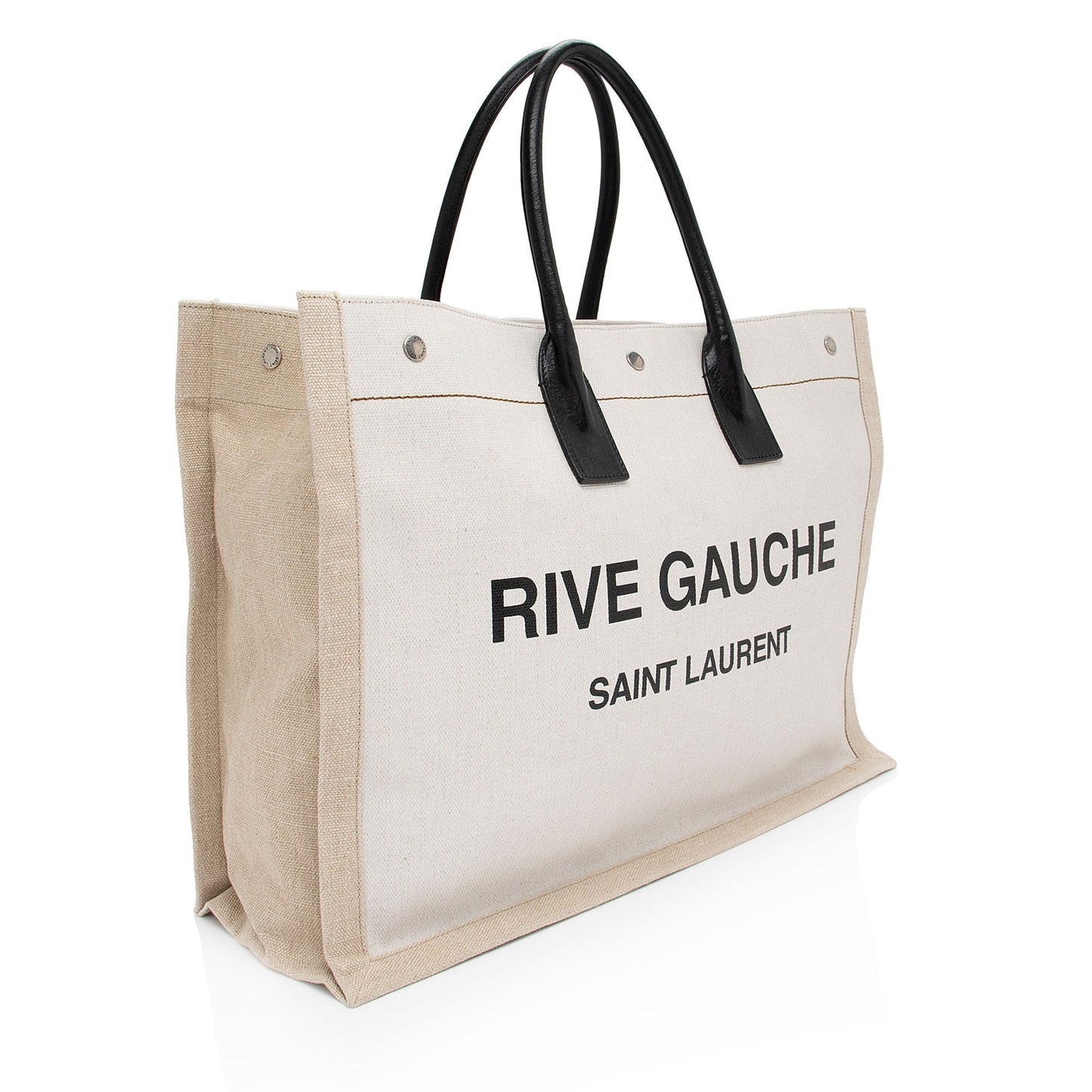 Saint Laurent Canvas Calfskin Rive Gauche Large Tote 3A04Tk