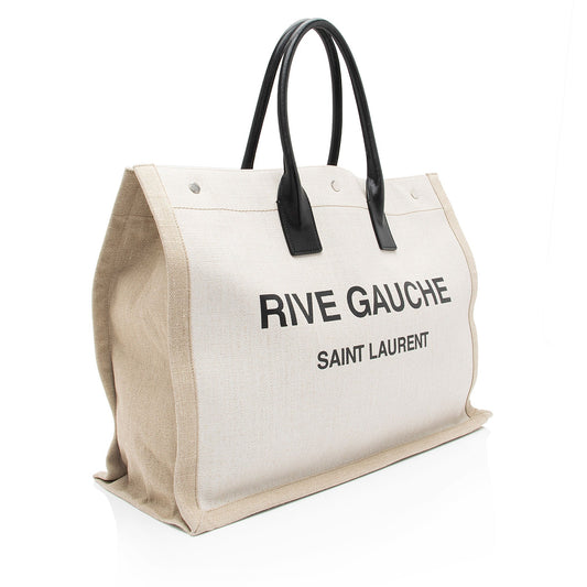 Saint Laurent Canvas Calfskin Rive Gauche Large Tote v2S0Rd