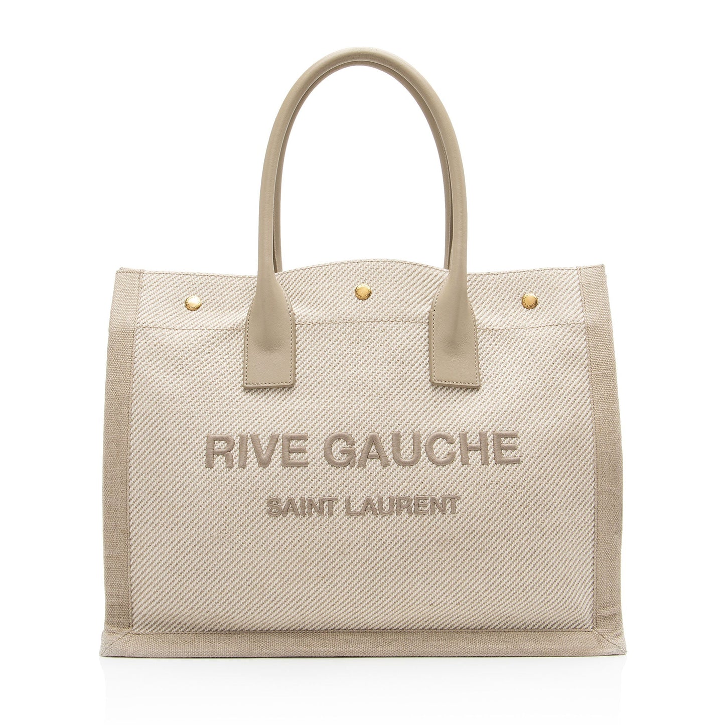 Saint Laurent Canvas Calfskin Rive Gauche Small Tote GiWJT4