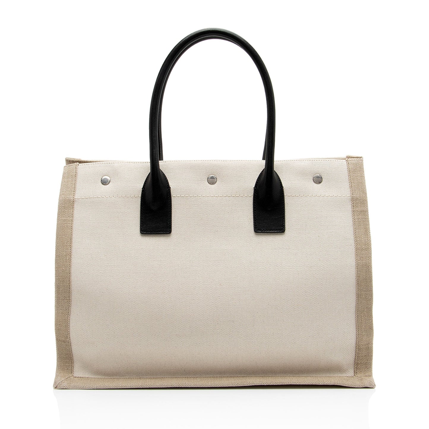 Saint Laurent Canvas Calfskin Rive Gauche Small Tote zATjuK