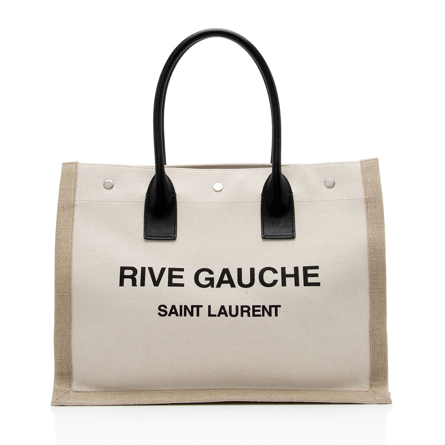 Saint Laurent Canvas Calfskin Rive Gauche Small Tote zATjuK