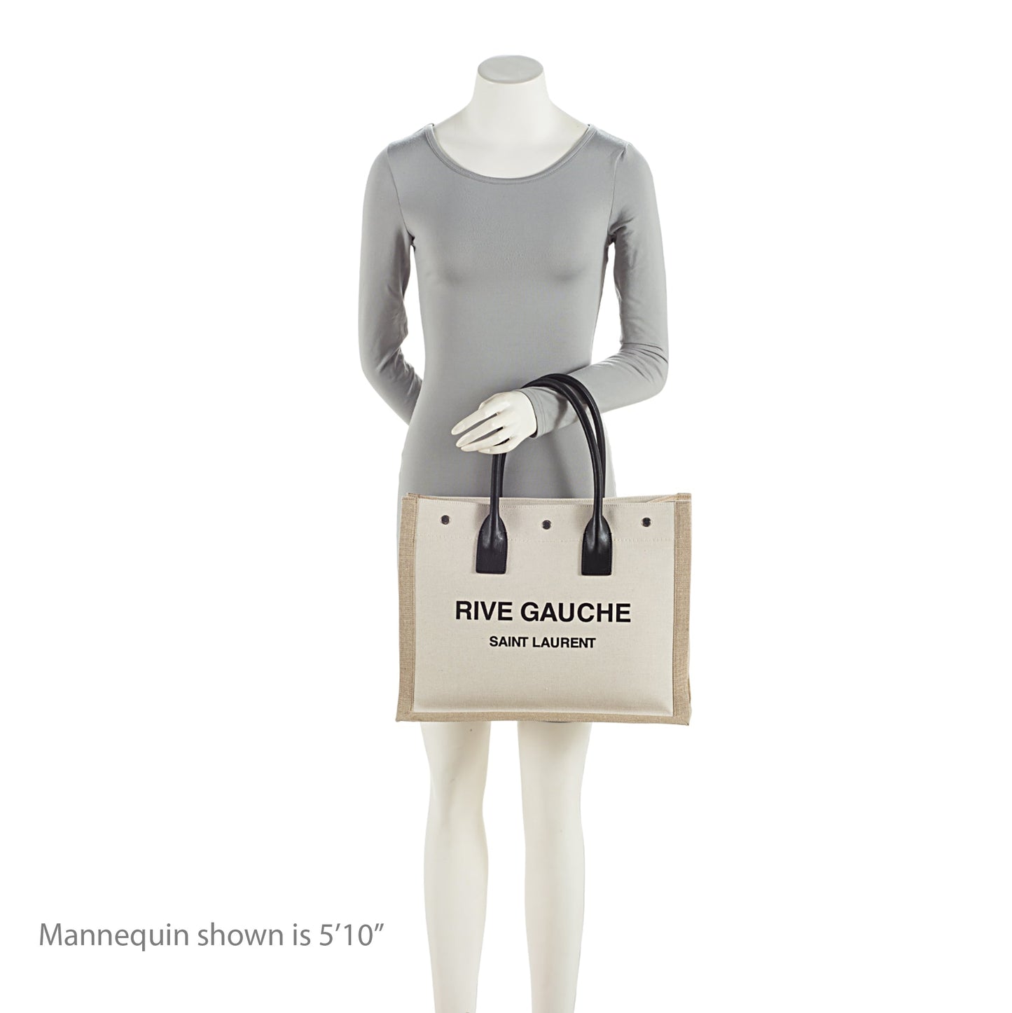 Saint Laurent Canvas Calfskin Rive Gauche Small Tote zATjuK