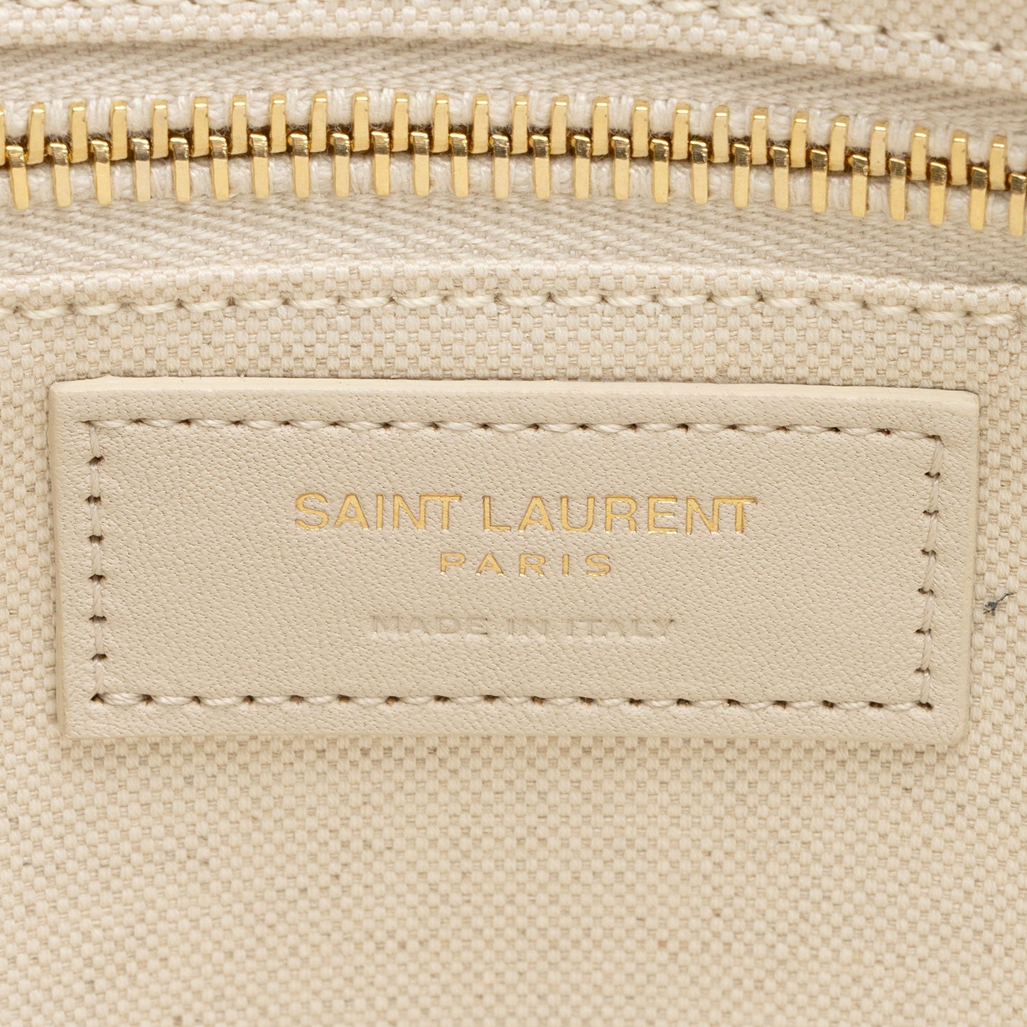 Saint Laurent Canvas Calfskin Striped Rive Gauche Large Tote umfpDe