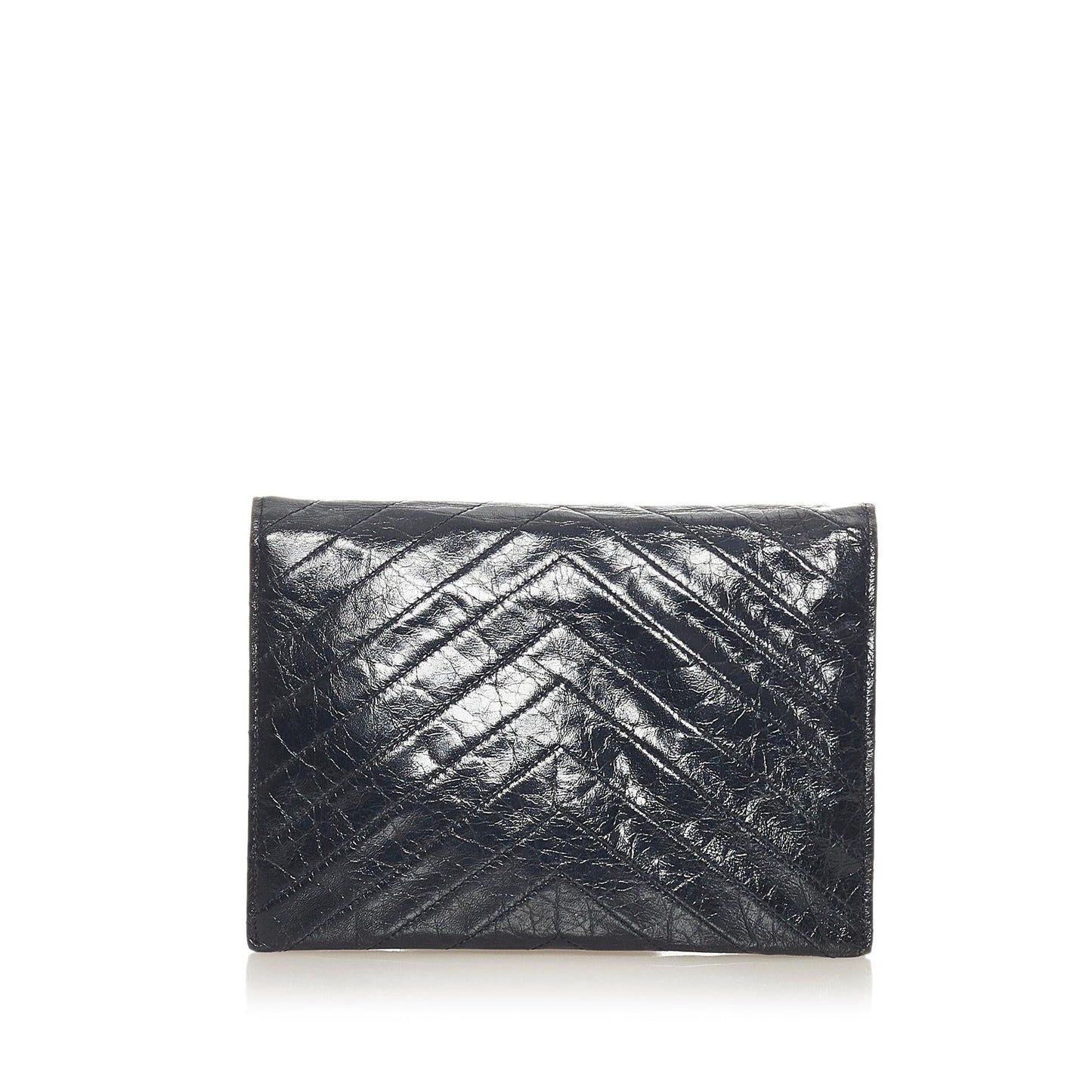 Saint Laurent Chevron Leather Clutch Bag (SHG-27231