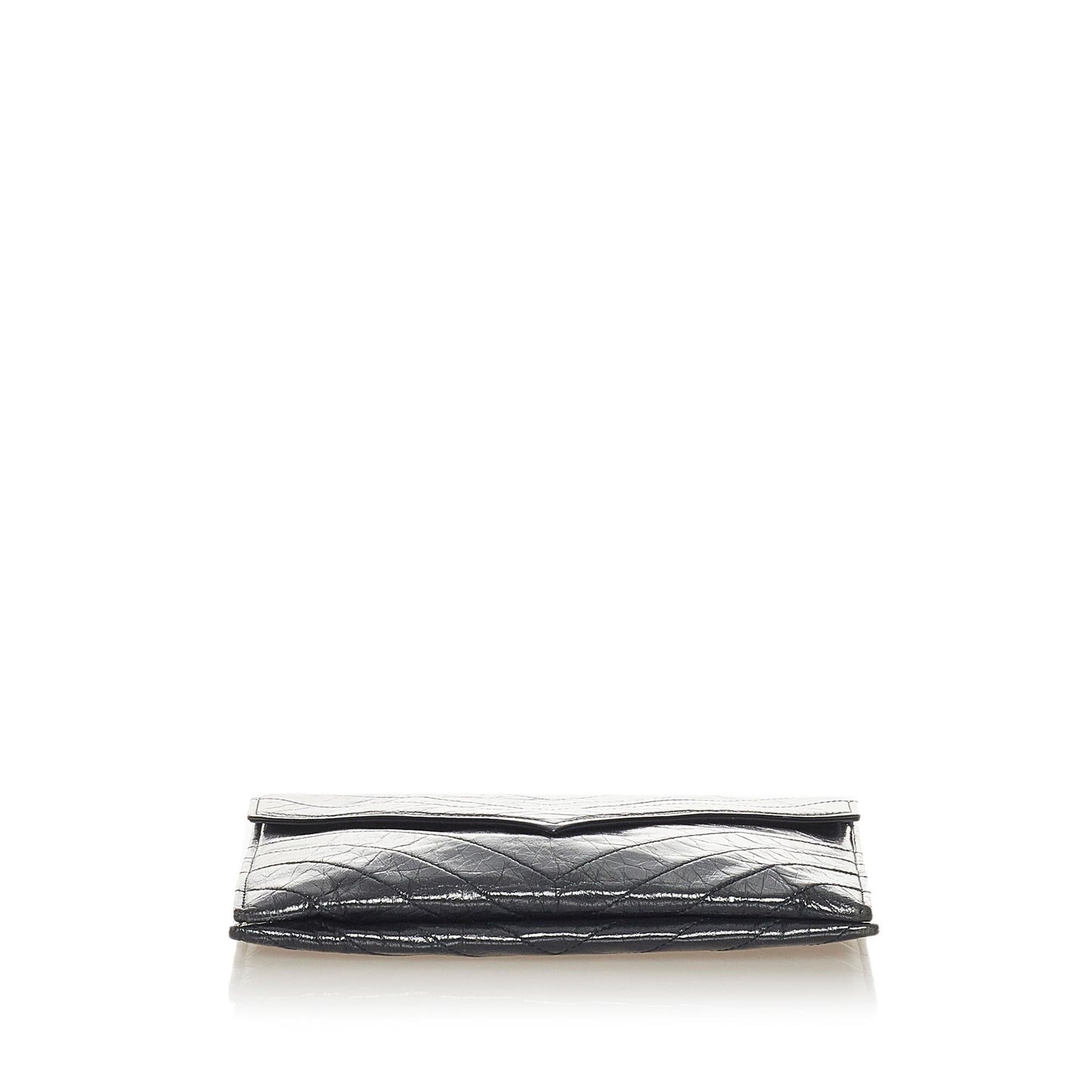 Saint Laurent Chevron Leather Clutch Bag (SHG-27231