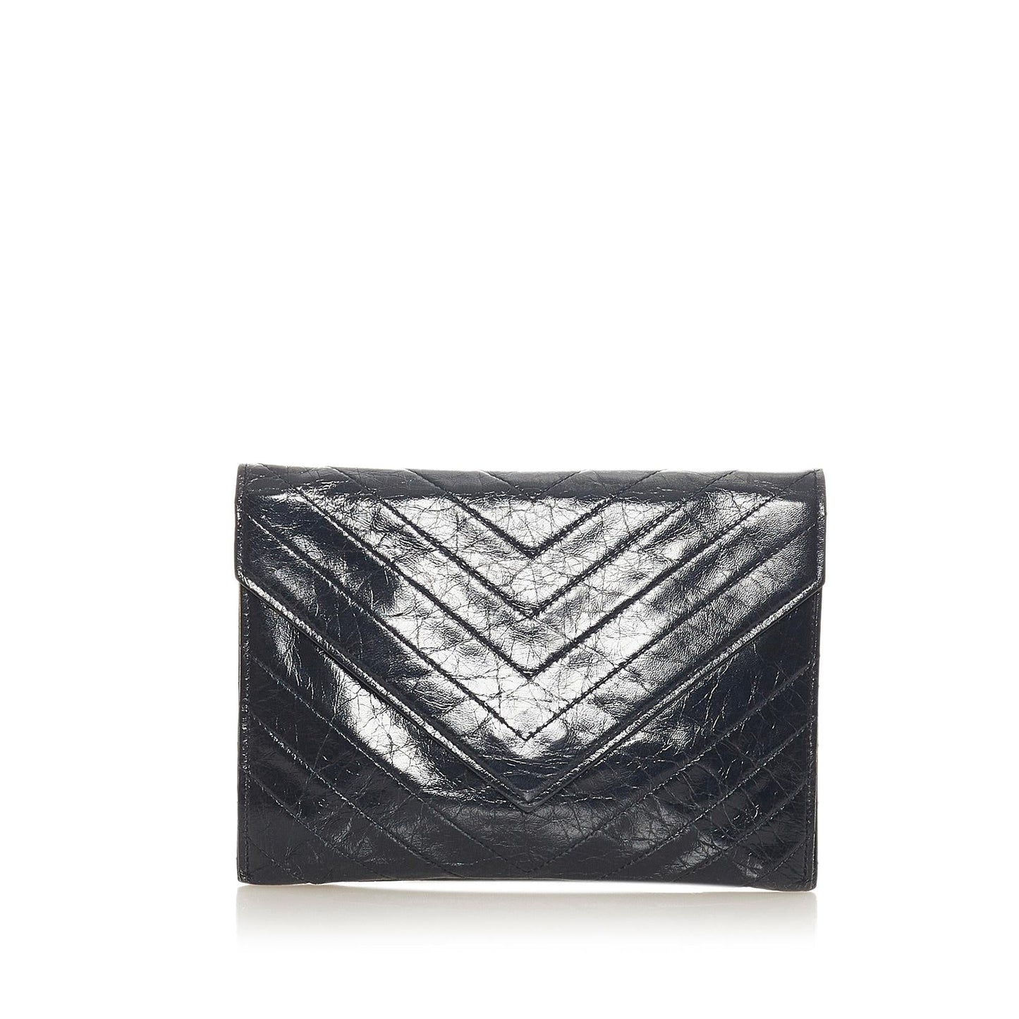 Saint Laurent Chevron Leather Clutch Bag (SHG-27231