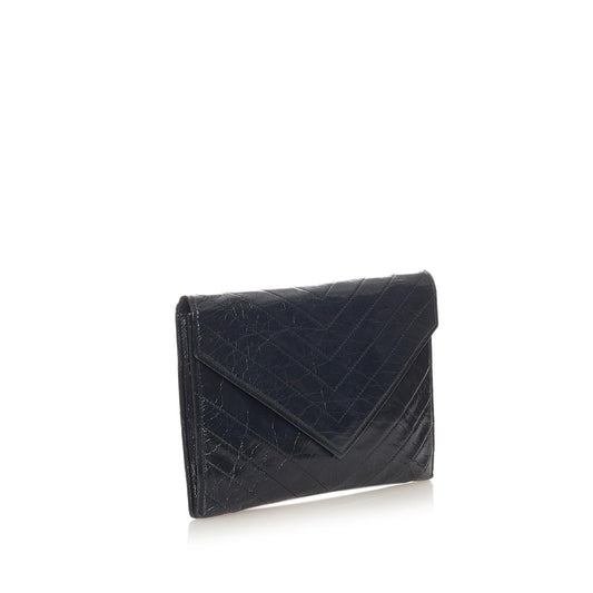 Saint Laurent Chevron Leather Clutch Bag (SHG-27231