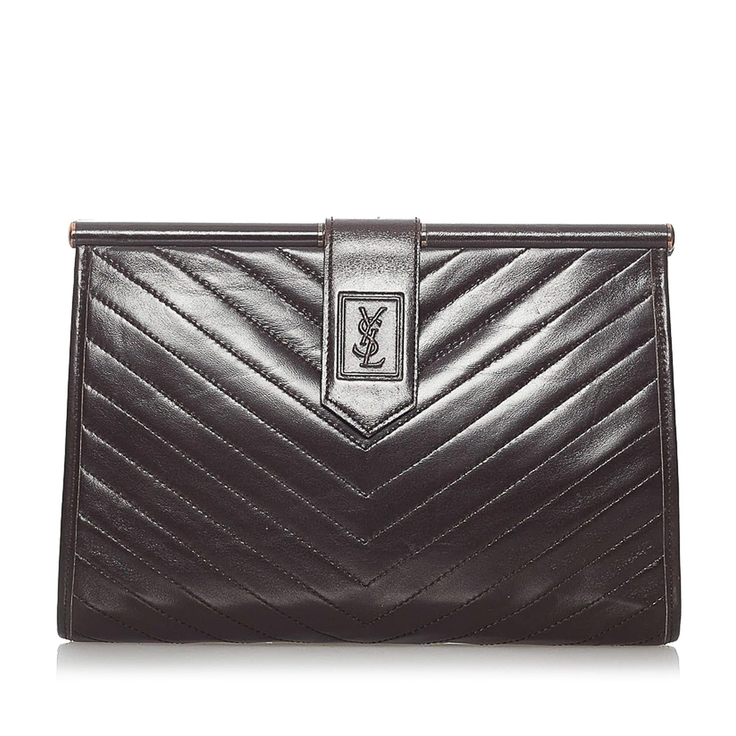 Saint Laurent Chevron Leather Clutch Bag (SHG-29906