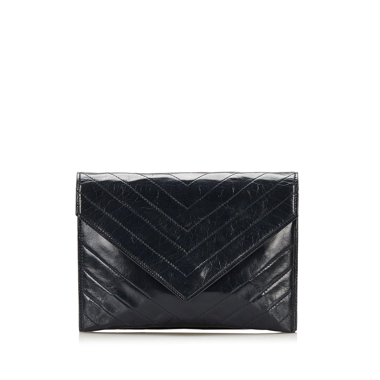 Saint Laurent Chevron Leather Clutch (SHG-35742