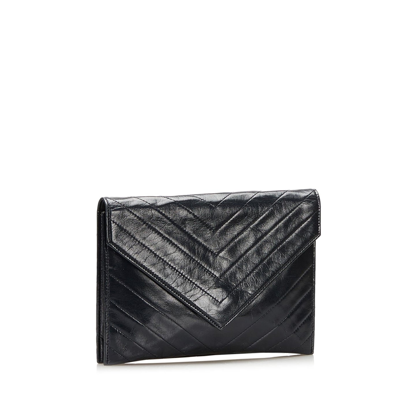 Saint Laurent Chevron Leather Clutch (SHG-35742