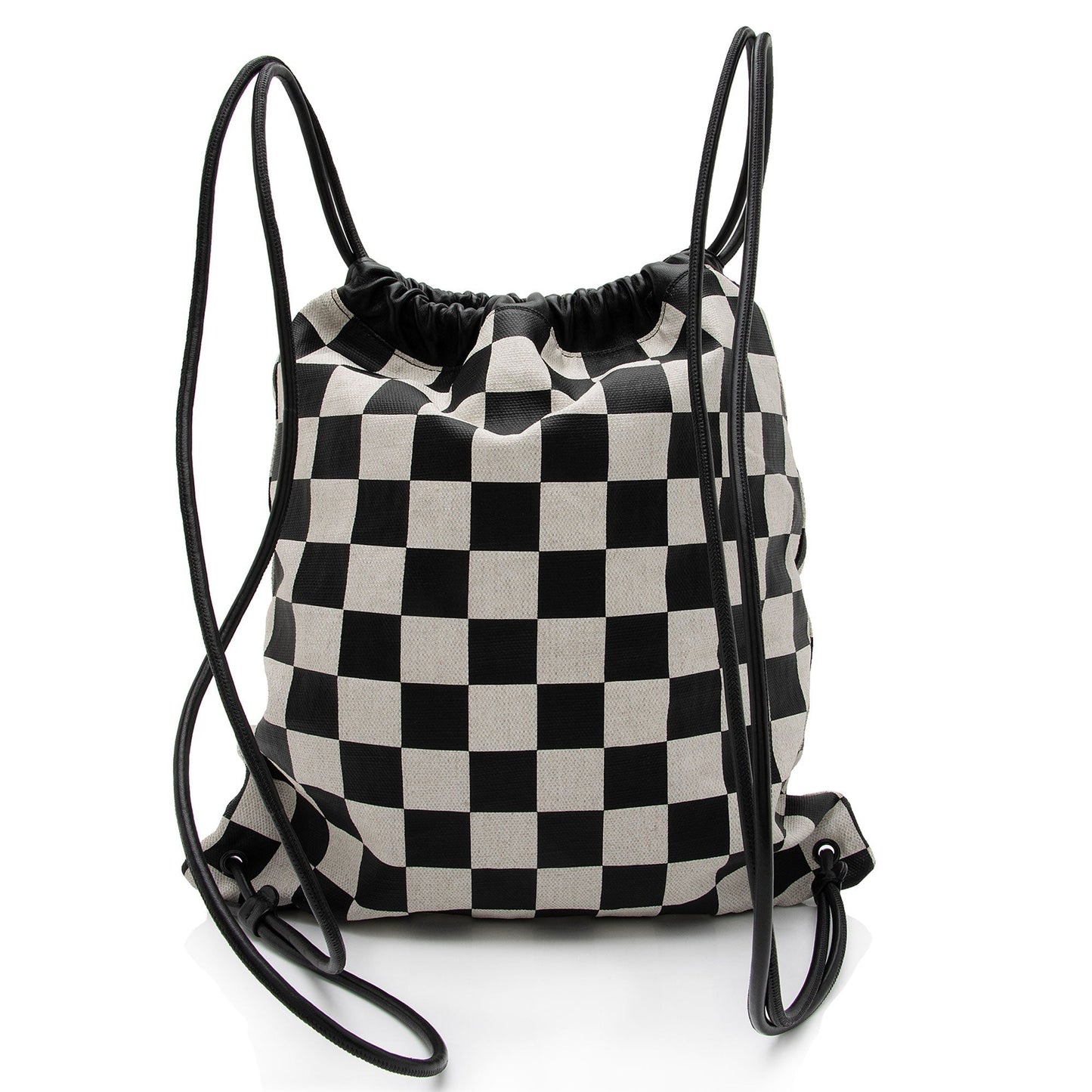 Saint Laurent Coated Canvas Checkered Teddy Drawstring Backpack kt7eWZ