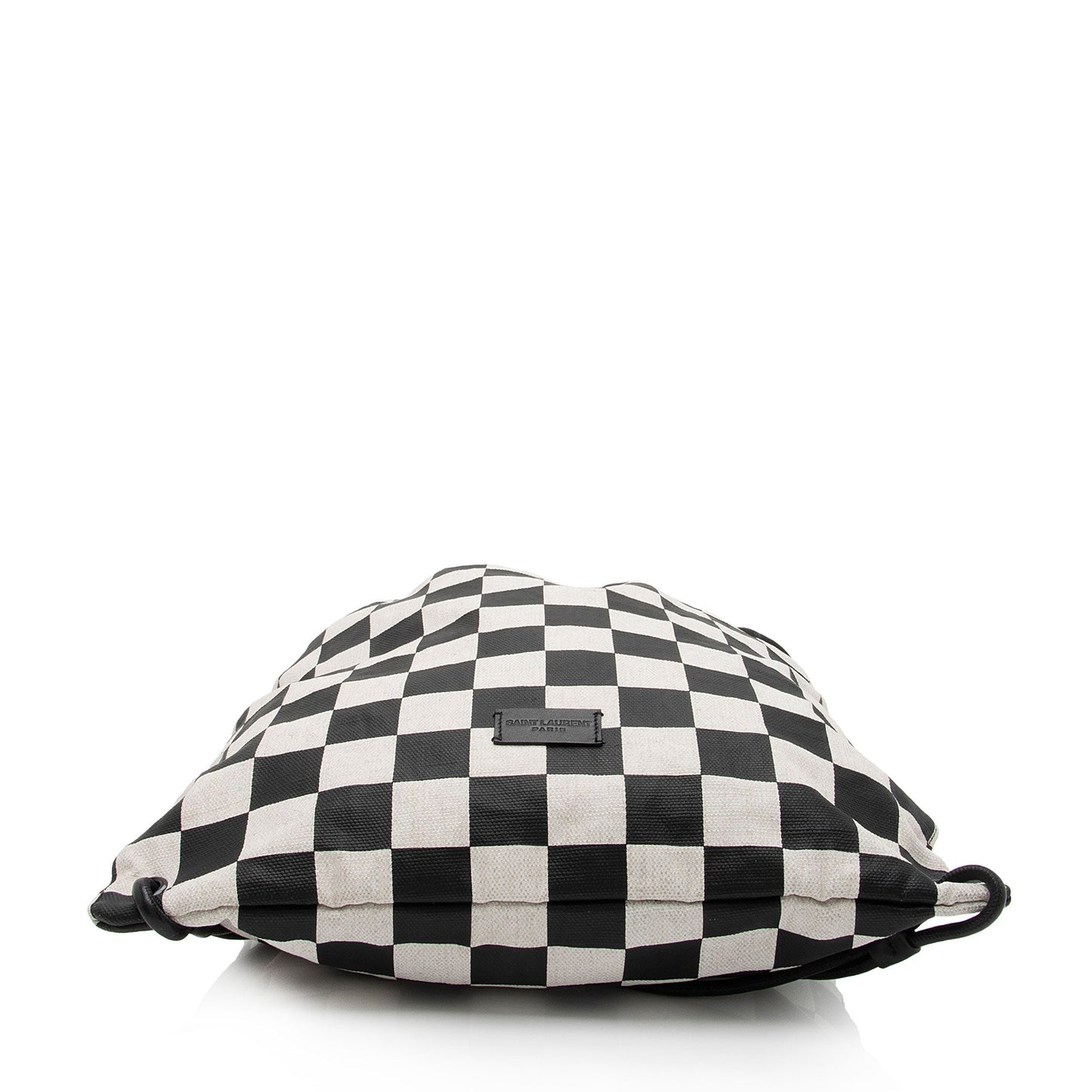 Saint Laurent Coated Canvas Checkered Teddy Drawstring Backpack kt7eWZ