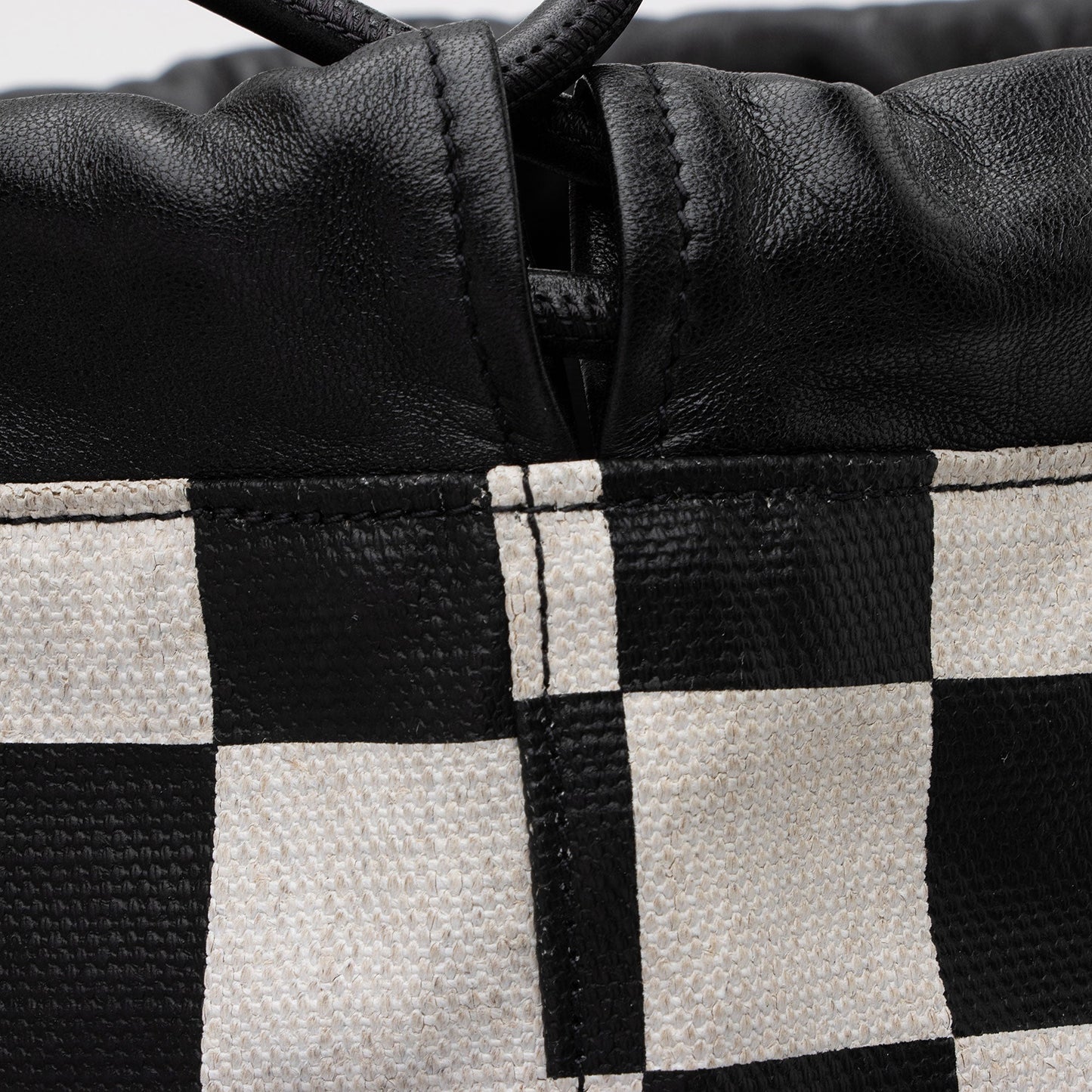 Saint Laurent Coated Canvas Checkered Teddy Drawstring Backpack kt7eWZ