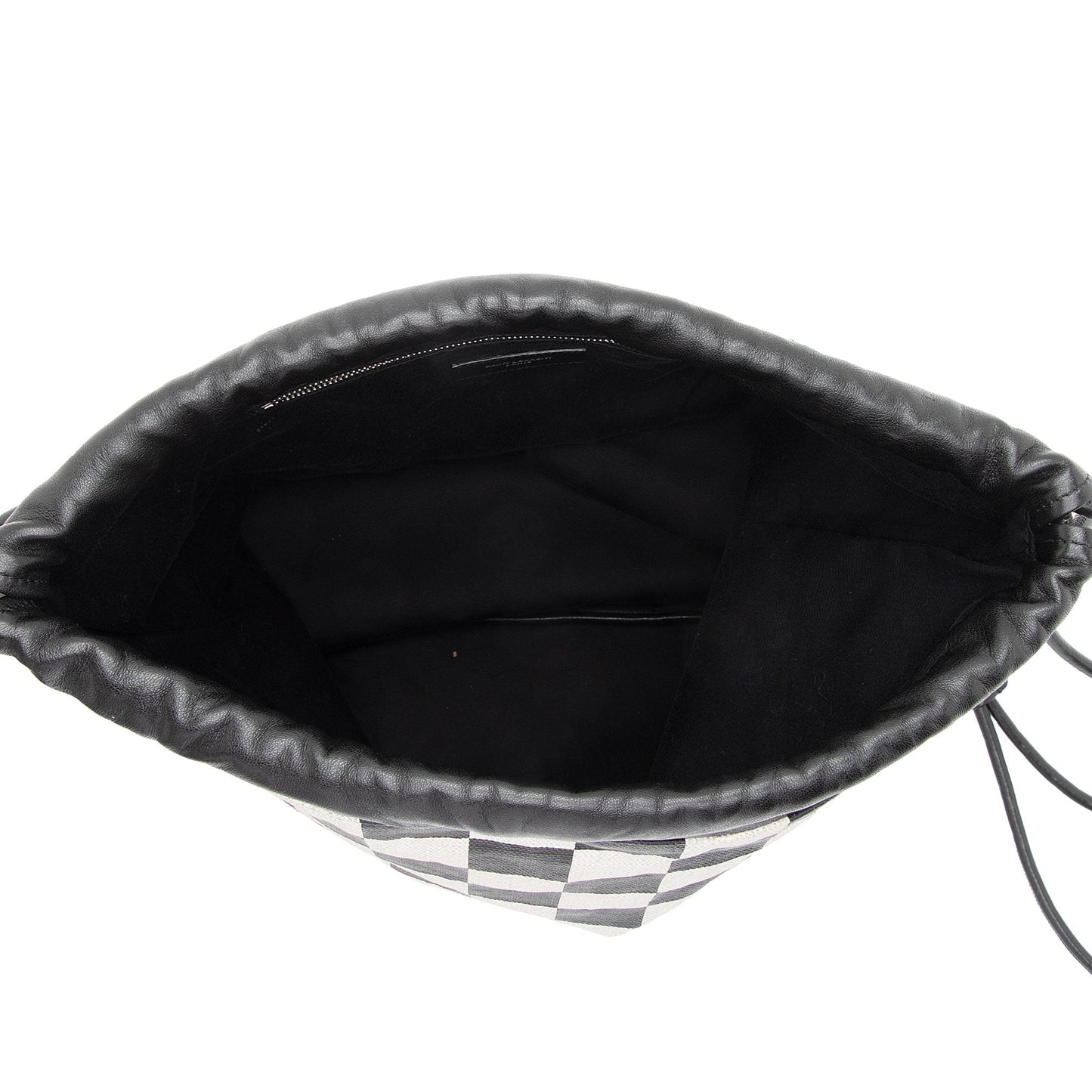Saint Laurent Coated Canvas Checkered Teddy Drawstring Backpack kt7eWZ