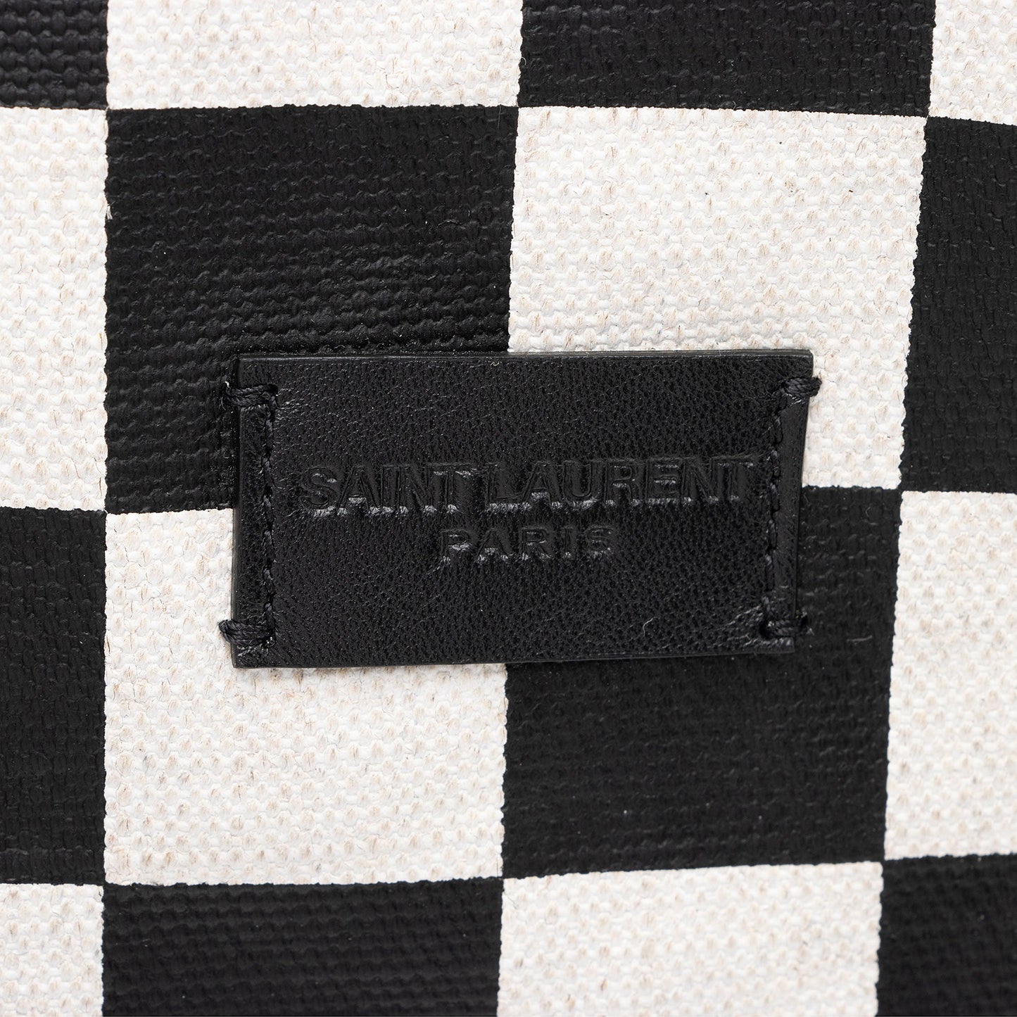 Saint Laurent Coated Canvas Checkered Teddy Drawstring Backpack kt7eWZ