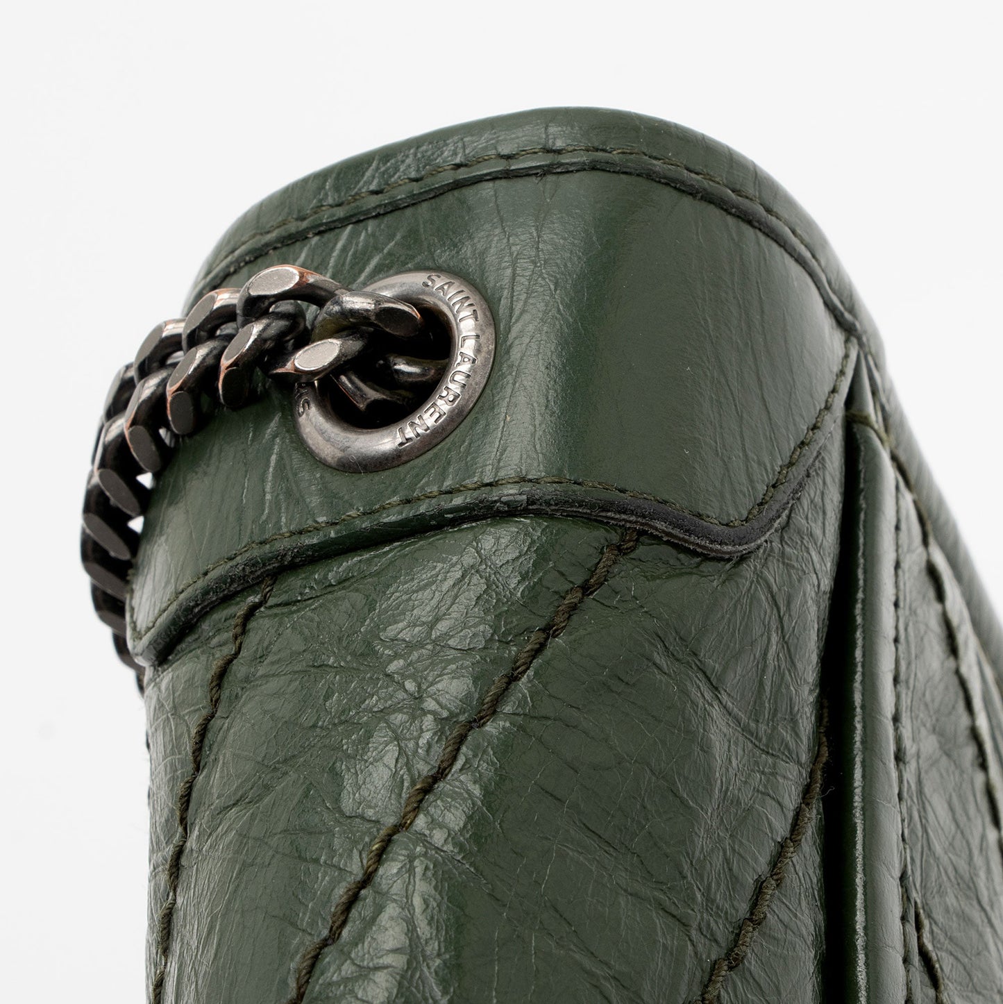 Saint Laurent Crinkled Calfskin Monogram Niki Chain Wallet w5uFiz