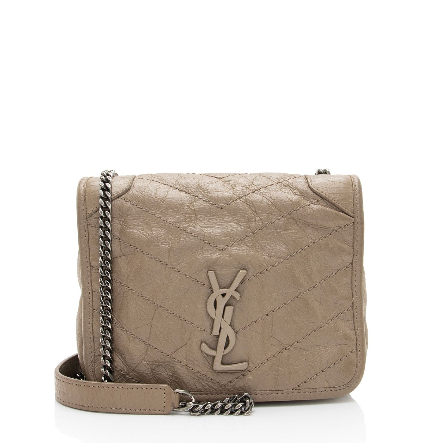Saint Laurent Crinkled Calfskin Monogram Niki Chain Wallet afCOLO