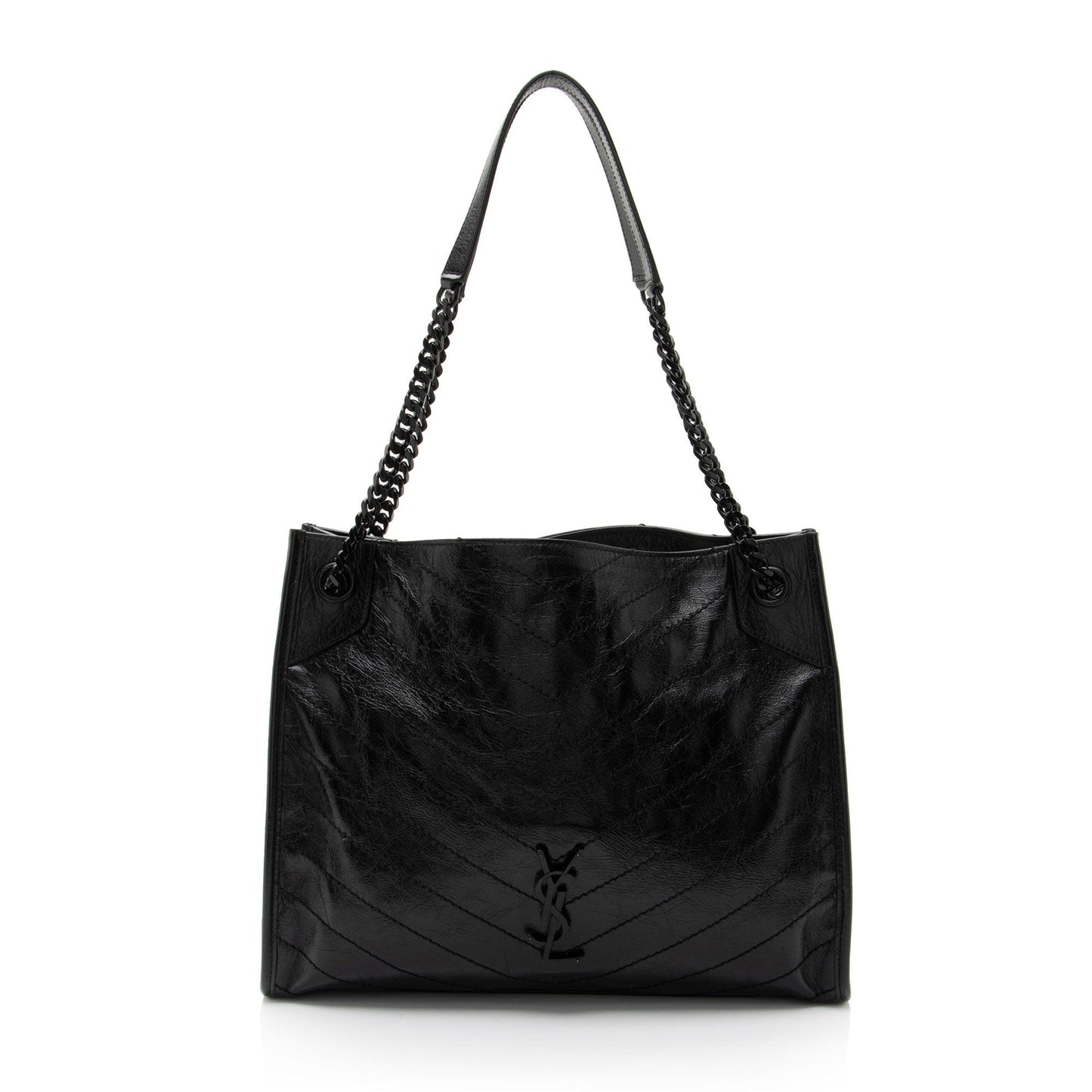 Saint Laurent Crinkled Calfskin Monogram Niki Medium Shopping Tote RaBy7S