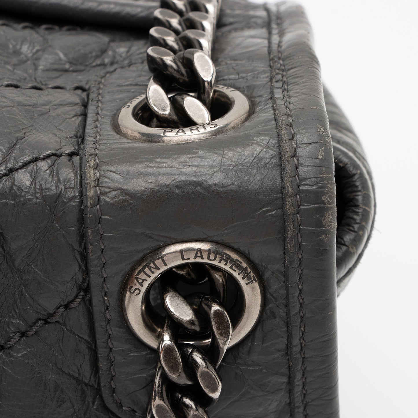 Saint Laurent Crinkled Calfskin Monogram Niki Medium Shoulder Bag J4S3bV
