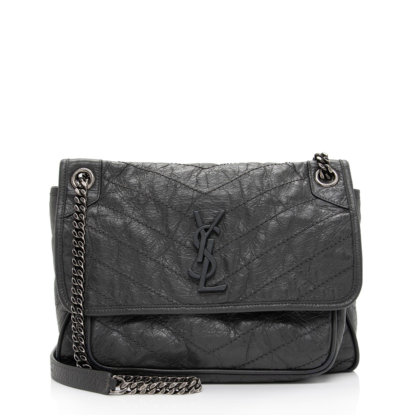 Saint Laurent Crinkled Calfskin Monogram Niki Medium Shoulder Bag J4S3bV