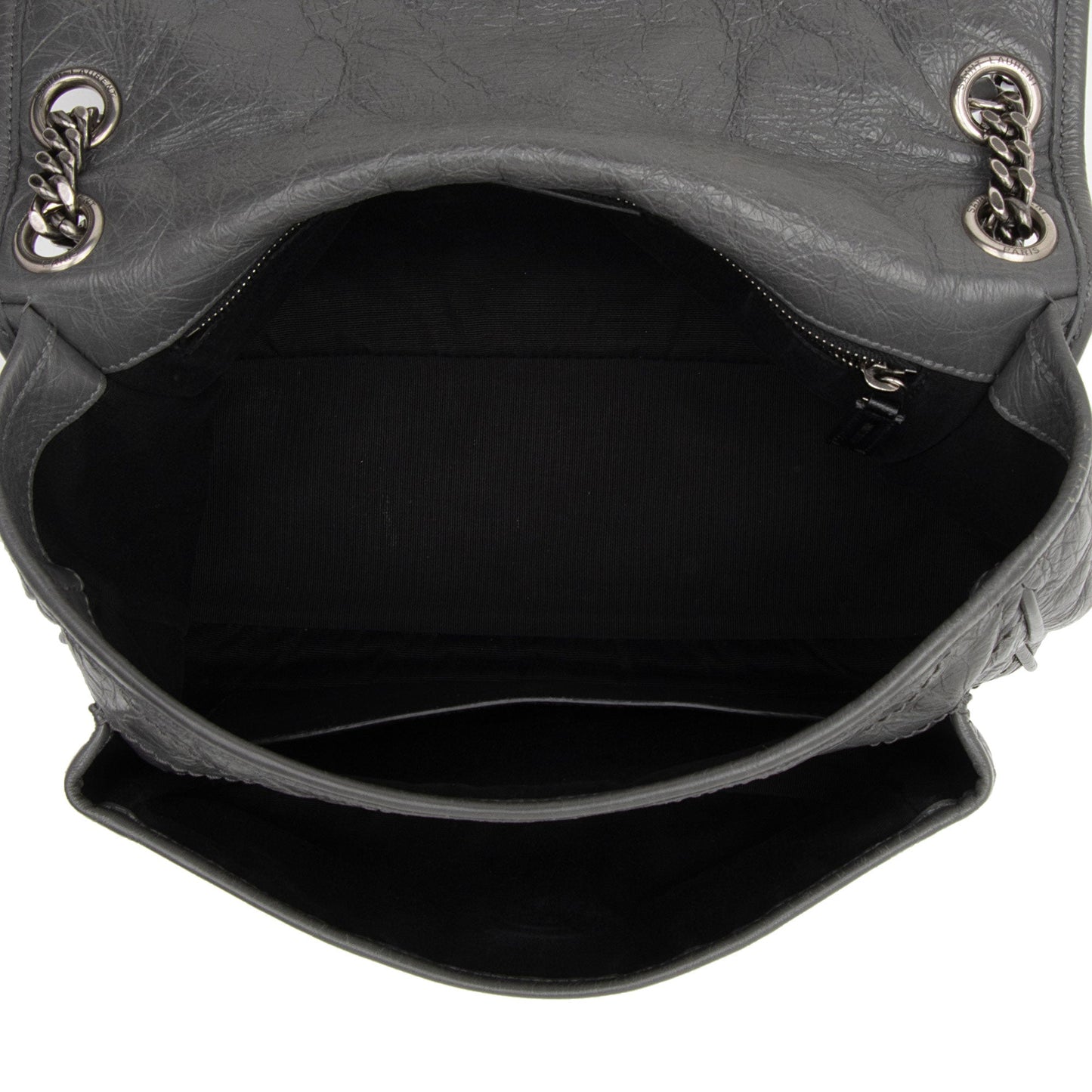 Saint Laurent Crinkled Calfskin Monogram Niki Medium Shoulder Bag J4S3bV