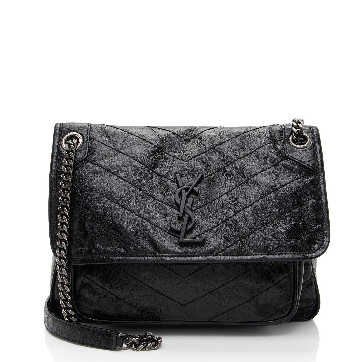 Saint Laurent Crinkled Calfskin Monogram Niki Medium Shoulder Bag 6JCA4U