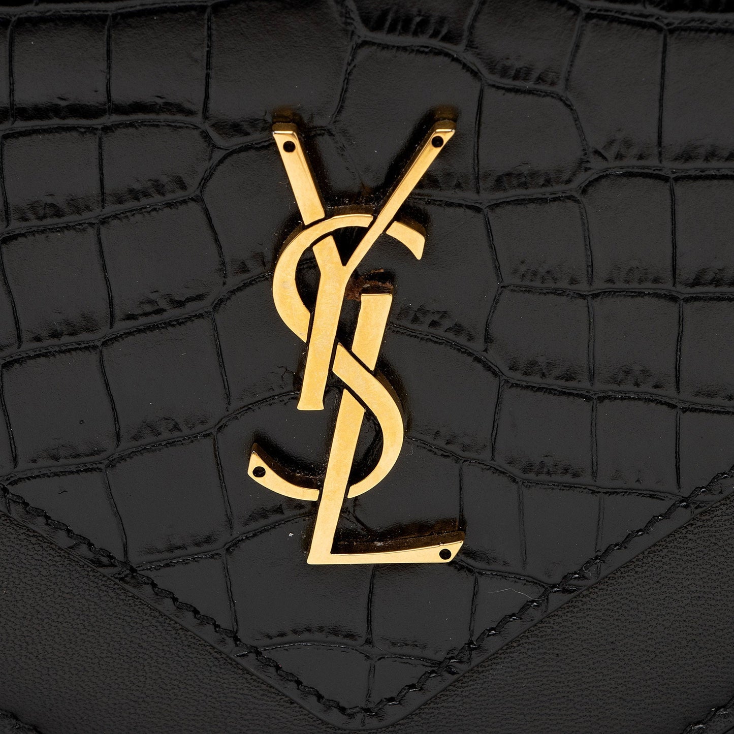Saint Laurent Croc Embossed Calfskin Monogram Gaby Shoulder Bag EAdNMt