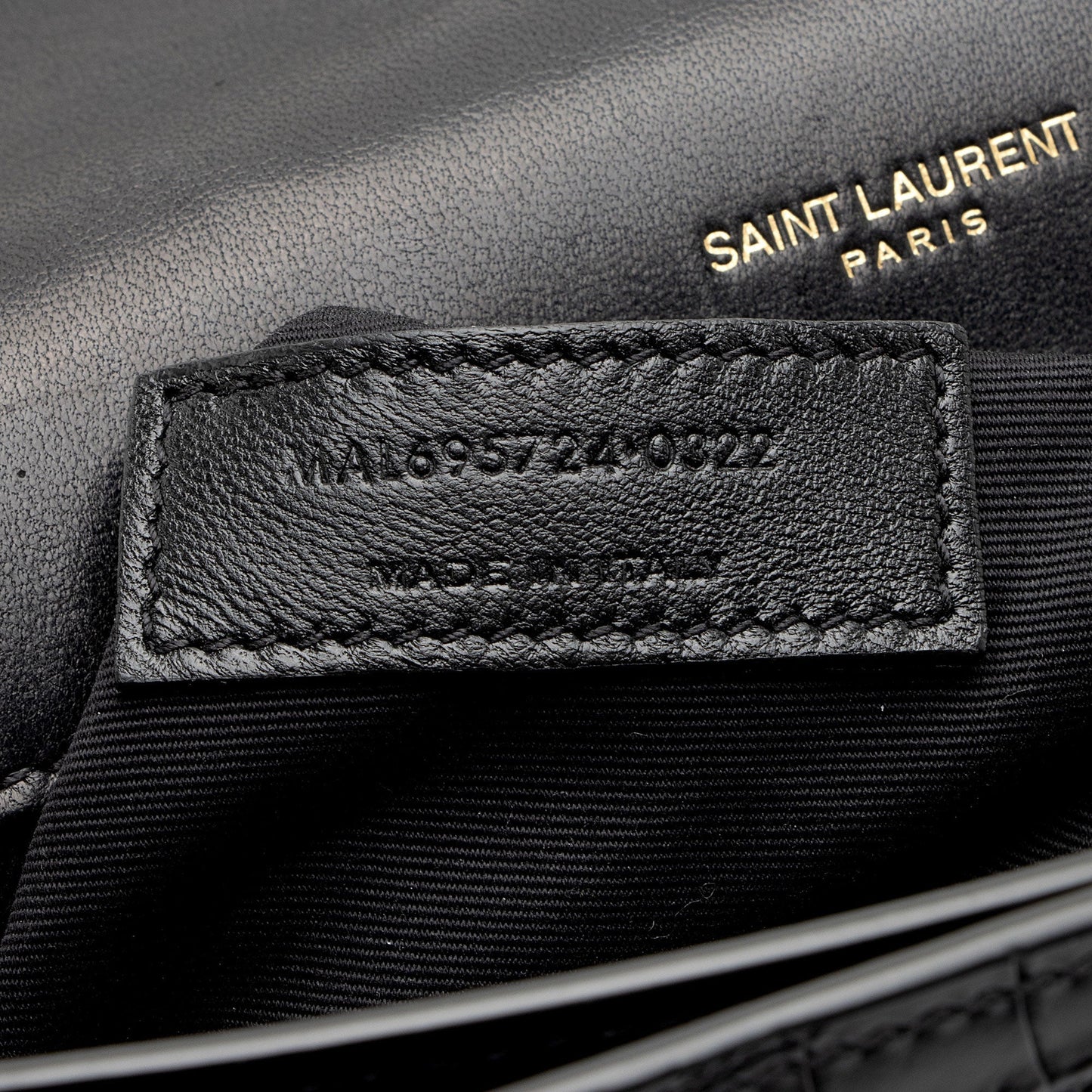 Saint Laurent Croc Embossed Calfskin Monogram Gaby Shoulder Bag EAdNMt