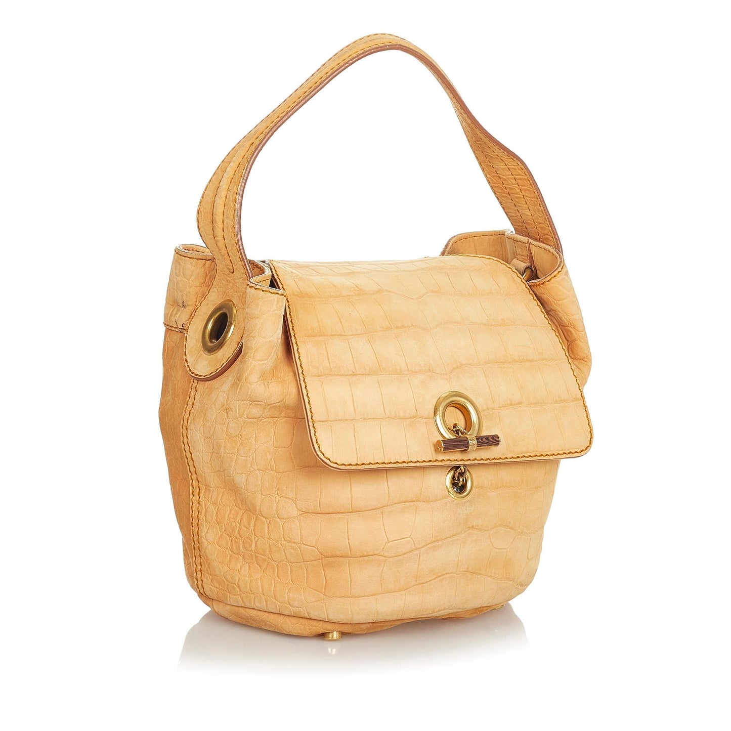Saint Laurent Croc Embossed Capri Flap Bag (SHG-26477