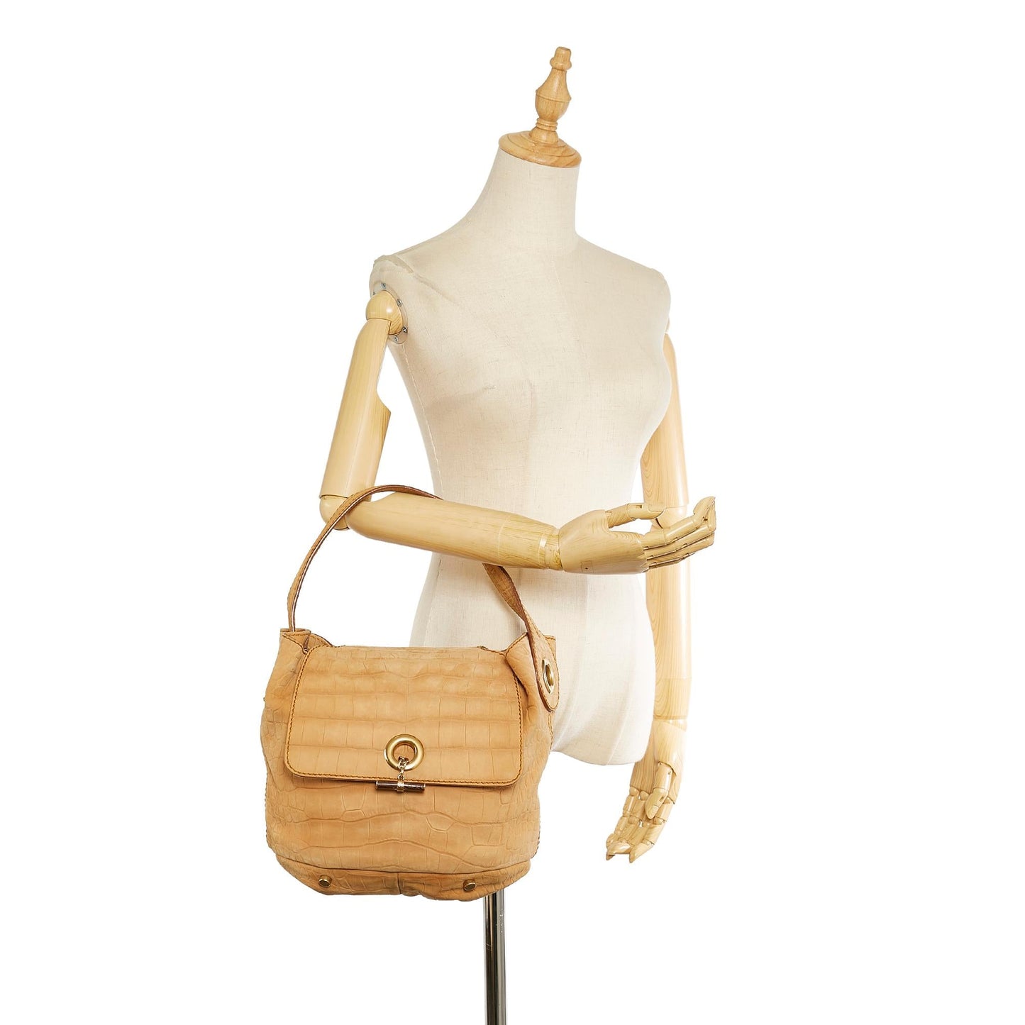 Saint Laurent Croc Embossed Capri Flap Bag (SHG-37779