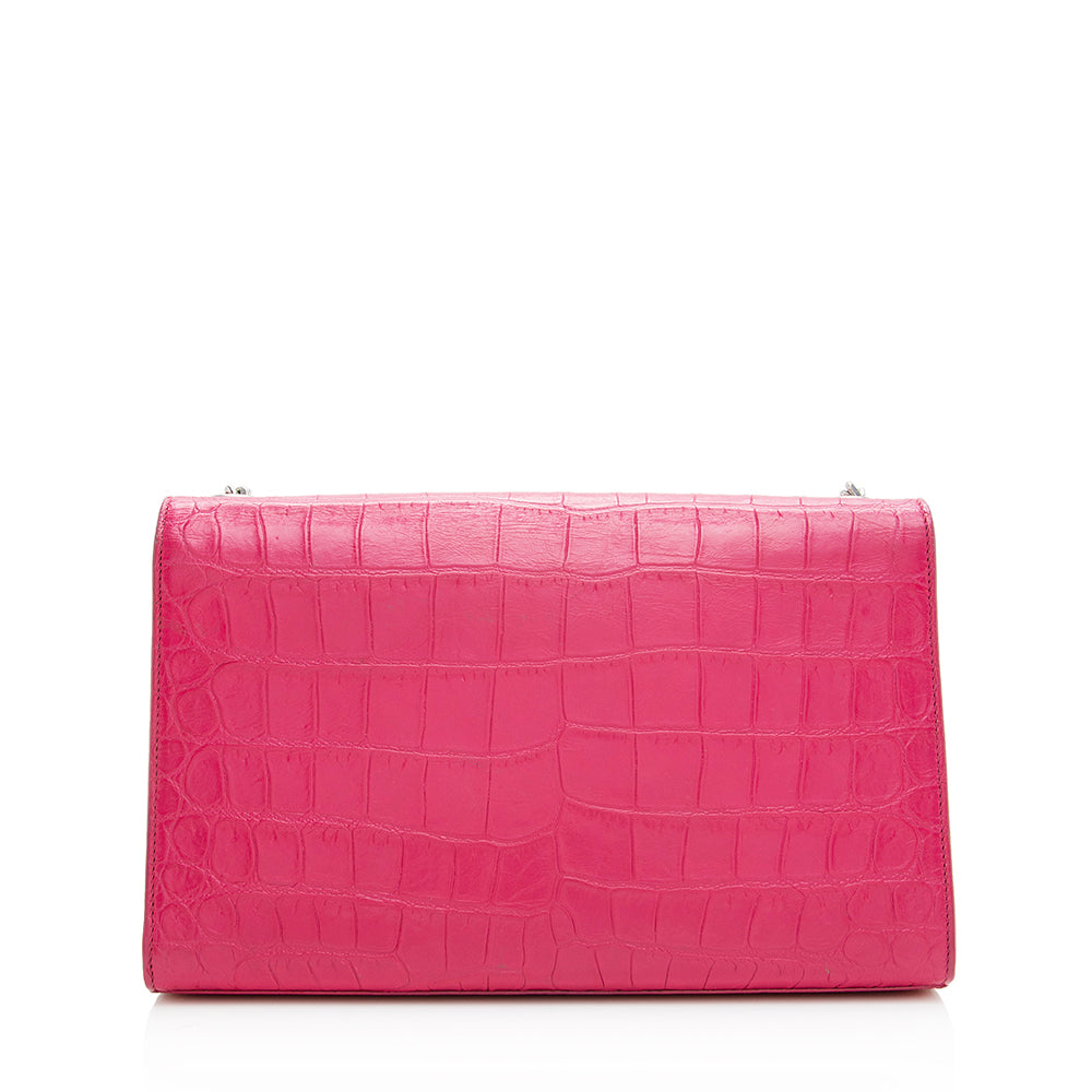 Saint Laurent Croc Embossed Leather Kate Tassel Medium Shoulder Bag 19701