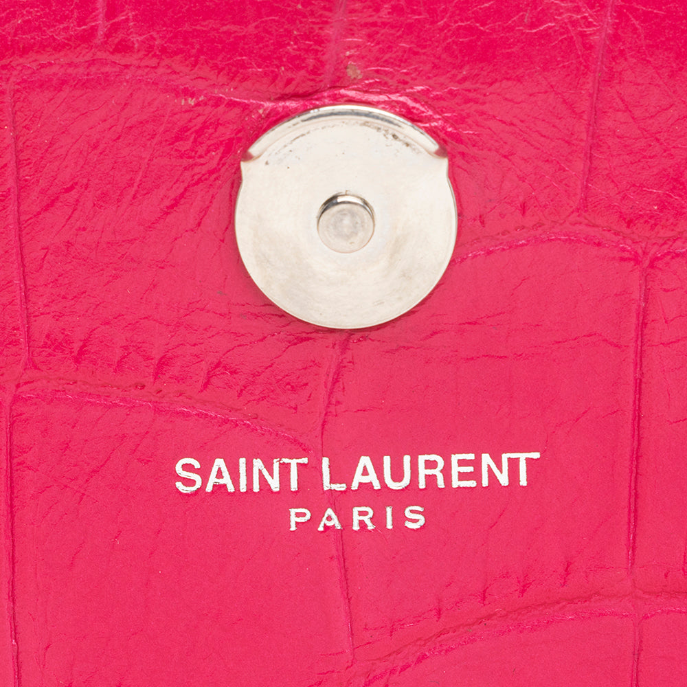 Saint Laurent Croc Embossed Leather Kate Tassel Medium Shoulder Bag 19701