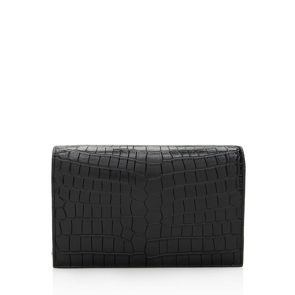 Saint Laurent Croc Embossed Leather Kate Tassel Small Shoulder Bag 21945