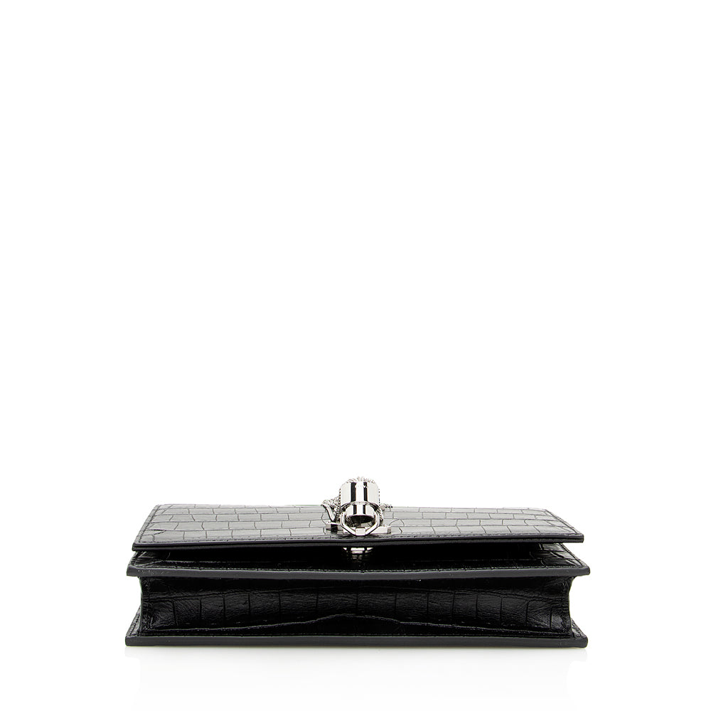 Saint Laurent Croc Embossed Leather Kate Tassel Small Shoulder Bag 21945