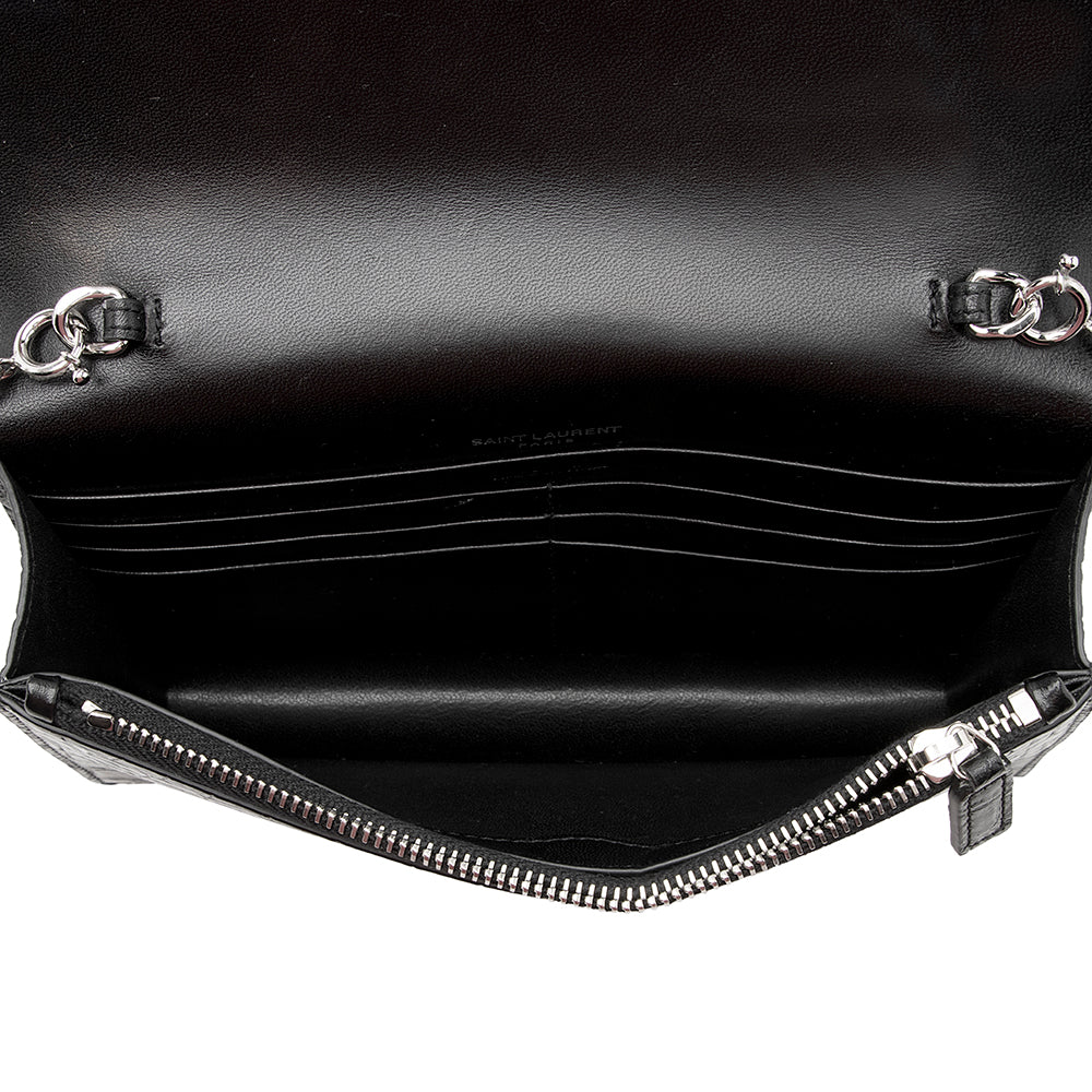 Saint Laurent Croc Embossed Leather Kate Tassel Small Shoulder Bag 21945