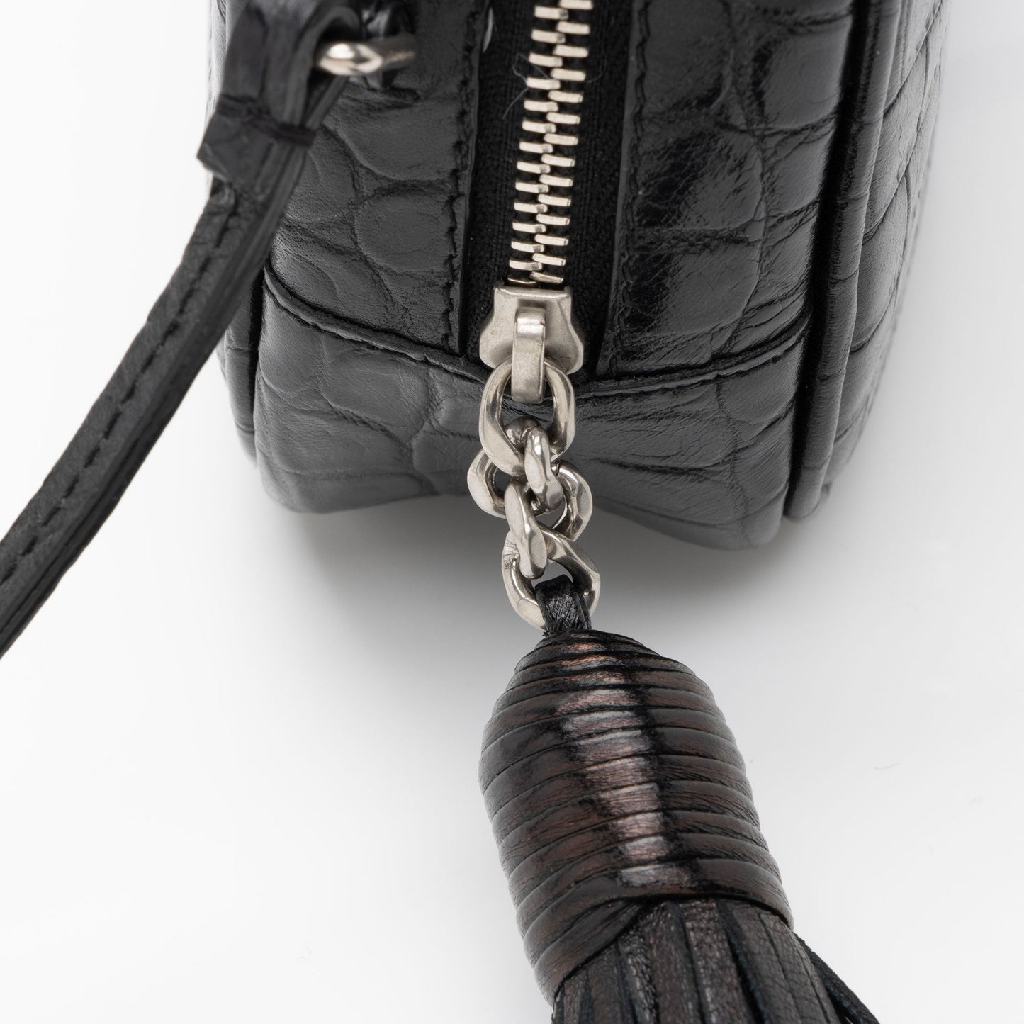 Saint Laurent Croc Embossed Leather Monogram Blogger Bag XNnxZ2