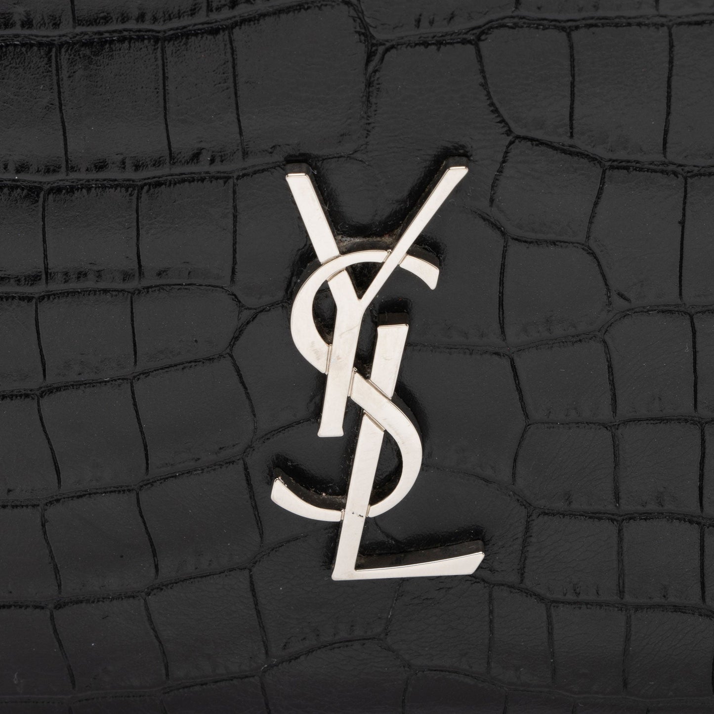 Saint Laurent Croc Embossed Leather Monogram Blogger Bag XNnxZ2