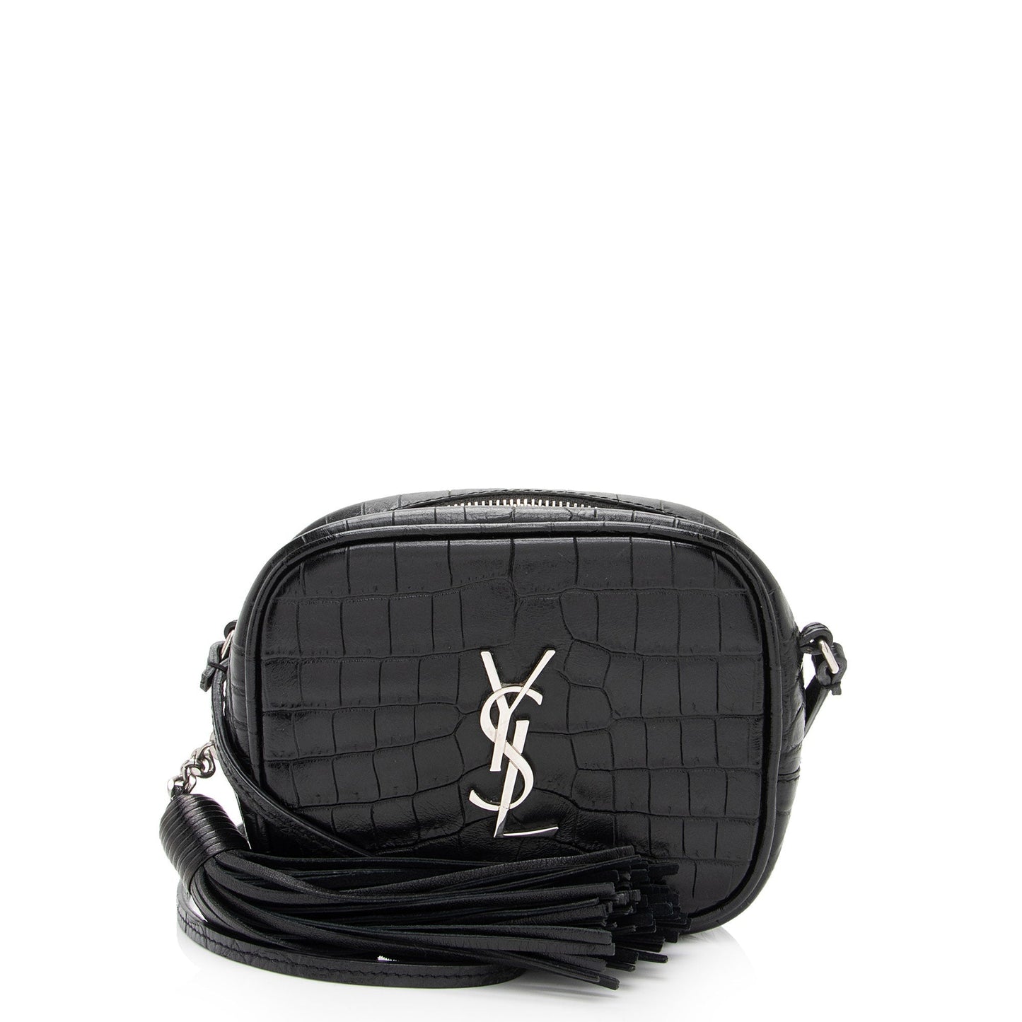 Saint Laurent Croc Embossed Leather Monogram Blogger Bag XNnxZ2