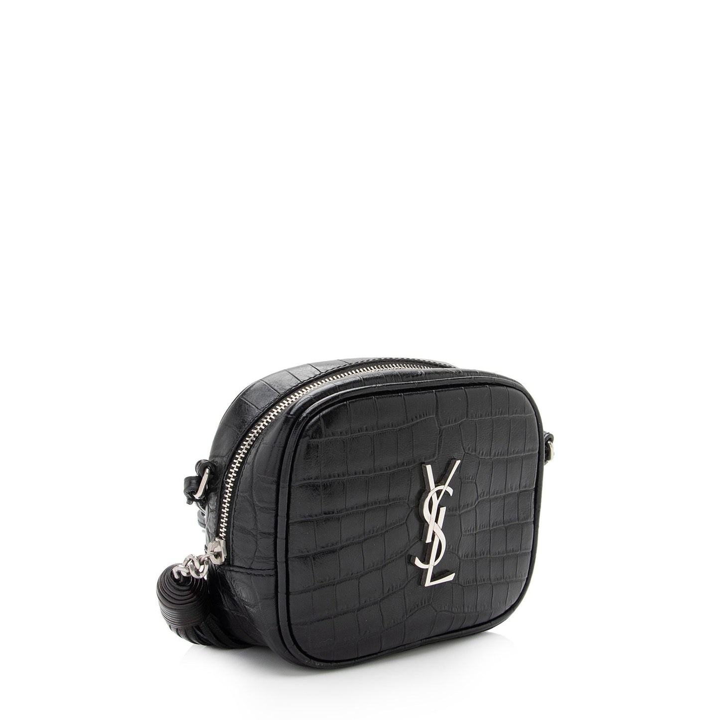Saint Laurent Croc Embossed Leather Monogram Blogger Bag XNnxZ2