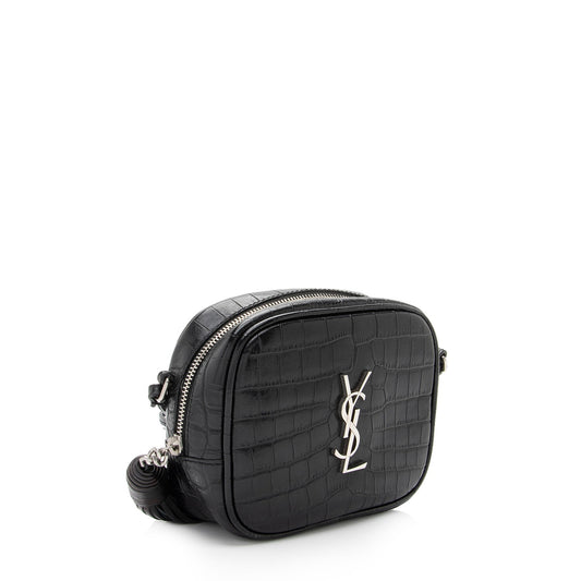 Saint Laurent Croc Embossed Leather Monogram Blogger Bag XNnxZ2