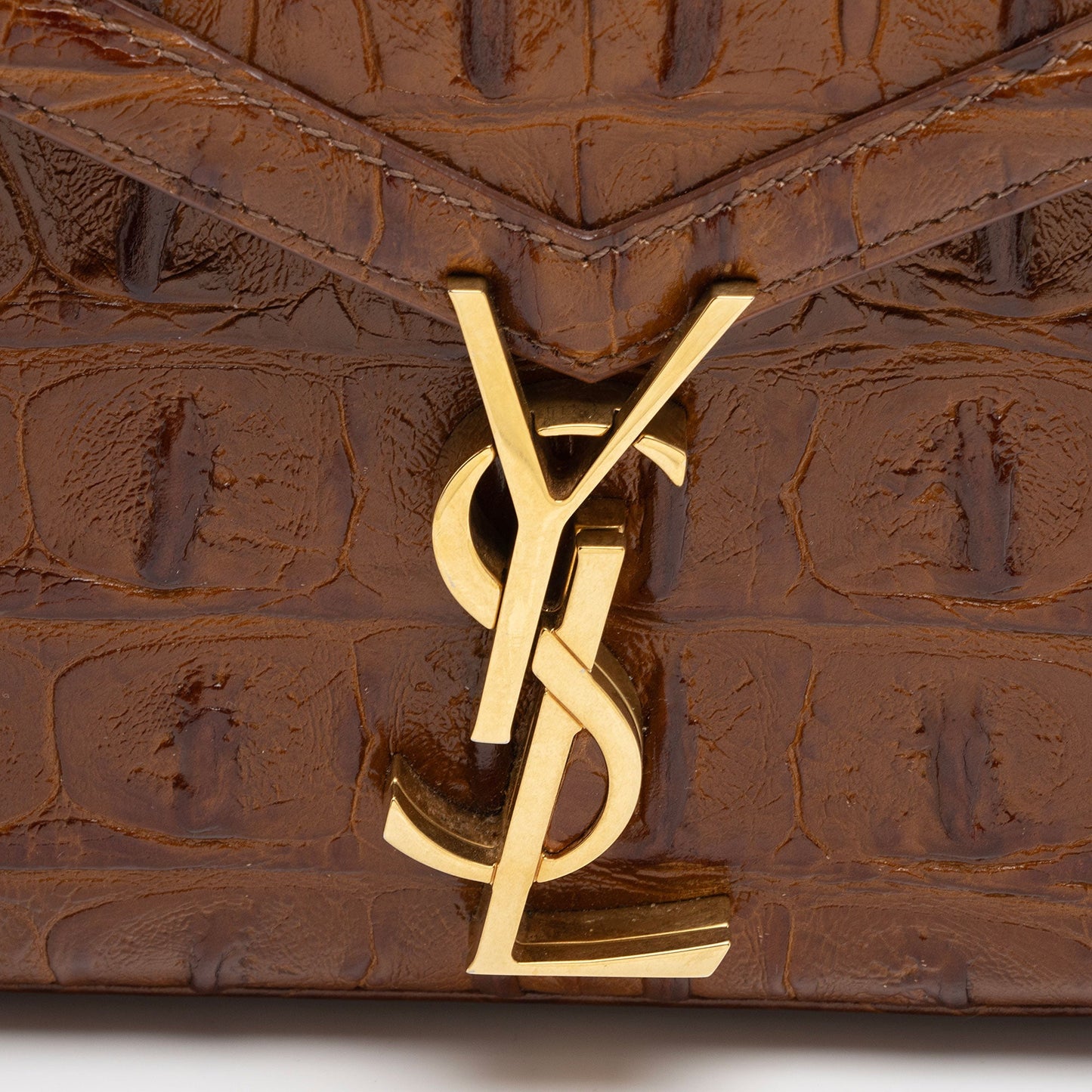 Saint Laurent Croc Embossed Leather Monogram Cassandra Mini Top Handle X87CZK